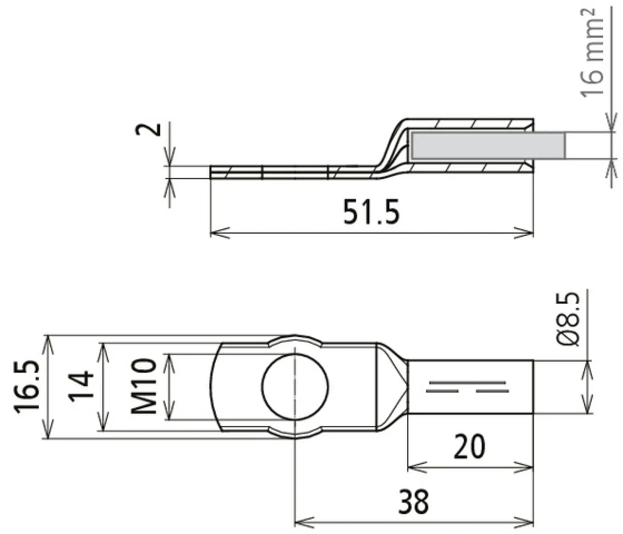 Dehn 472432 Crimped cable lug DIN 46235 16 mm² M10 Cu/gal Sn with nickel barrier layer (img_002) Dehn 472432 Crimped cable lug DIN 46235 16 mm² M10 Cu/gal Sn with nickel barrier layer (img_002)