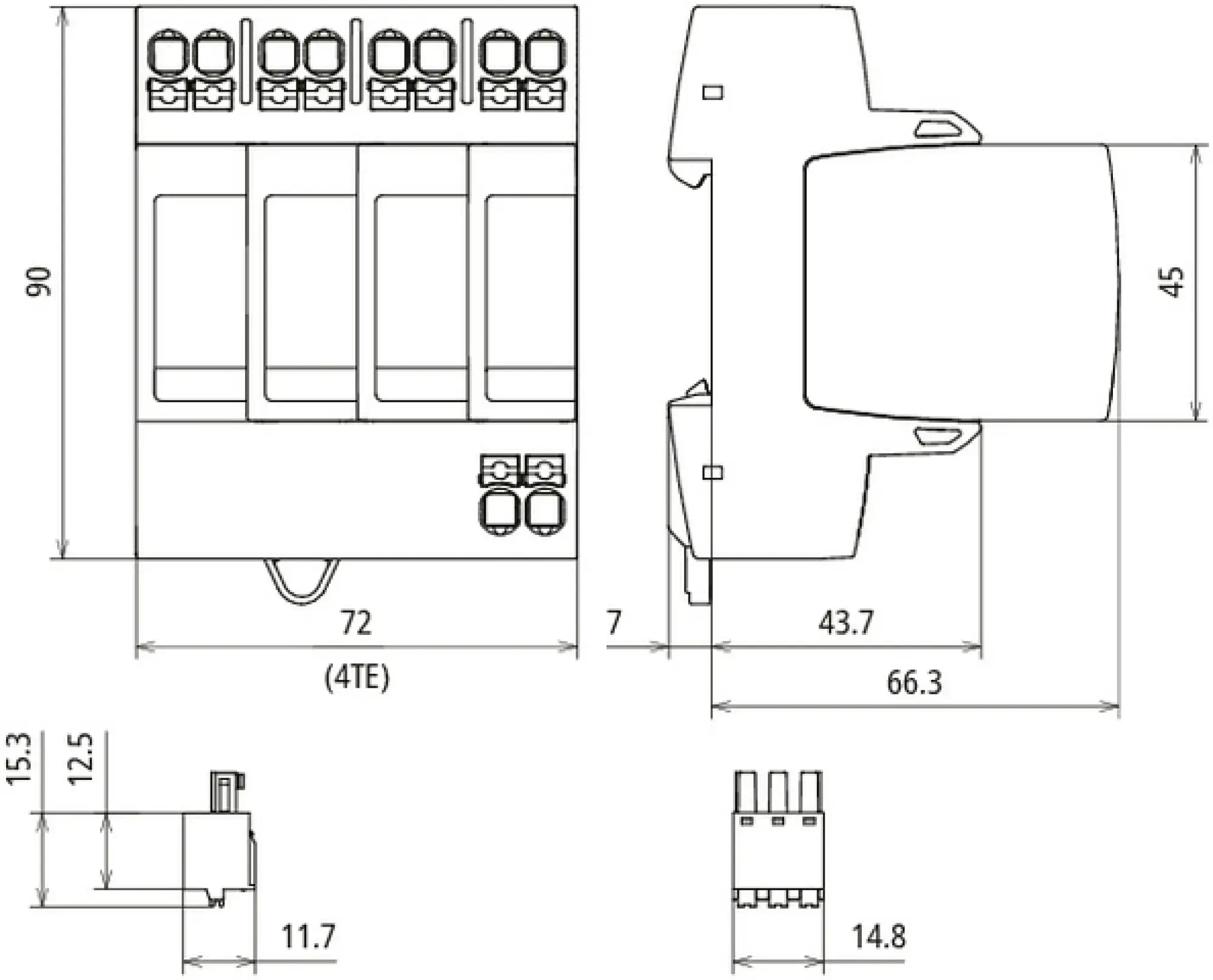 Dehn 942409 Surge arrester type 2+3 DEHNguard MP 4-pole Uc 320V for TT and TNS systems (img_002) Dehn 942409 Surge arrester type 2+3 DEHNguard MP 4-pole Uc 320V for TT and TNS systems (img_002)