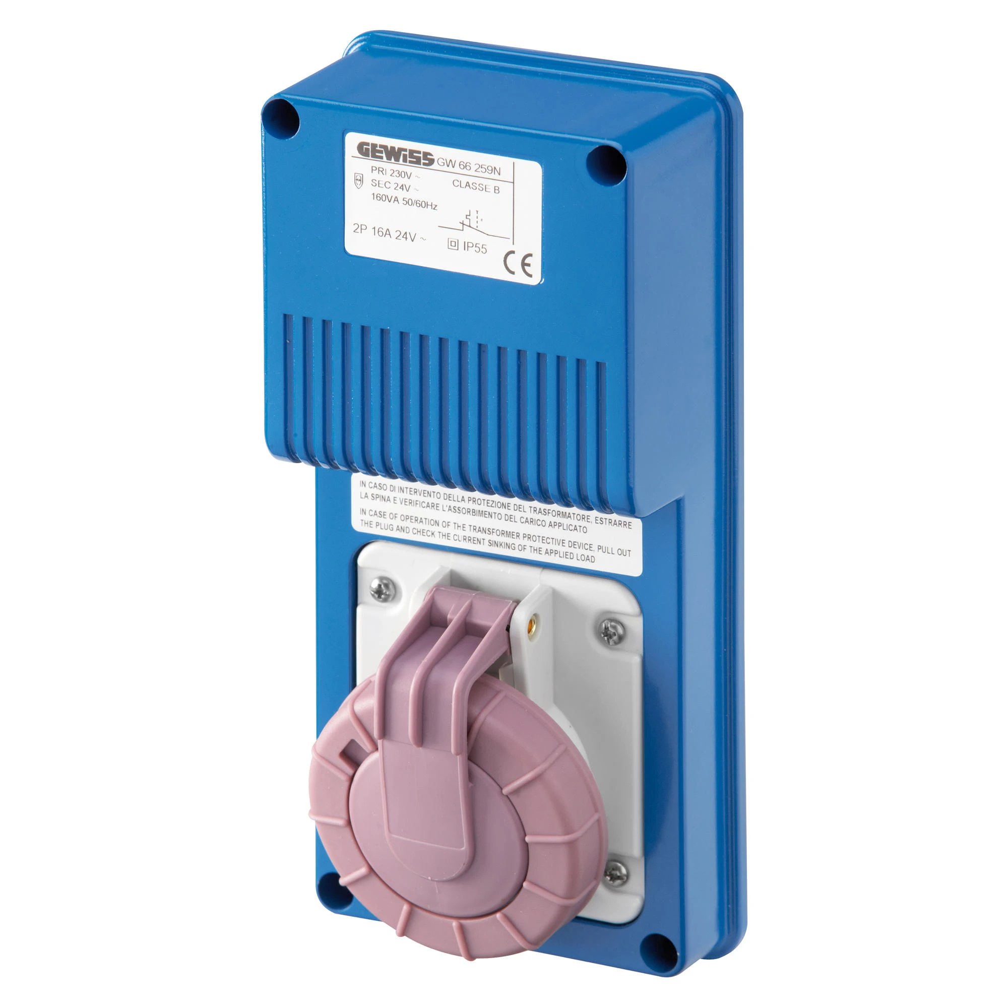 GEWISS GW66359N IEC Steckdose mit Trenntrafo senkrecht ohne Gehaeuse 16A/2 pol. 24V IP67 (img_001) GEWISS GW66359N IEC Steckdose mit Trenntrafo senkrecht ohne Gehaeuse 16A/2 pol. 24V IP67 (img_001)