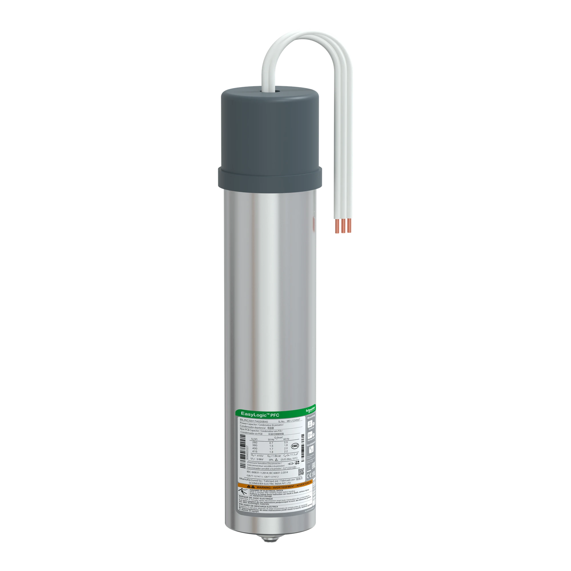 Schneider Electric BLRCS017A020B40 VarplusCan HDuty Capacitor, 1.7/2 kvar, 400 V, 50/60 Hz (img_001) Schneider Electric BLRCS017A020B40 VarplusCan HDuty Capacitor, 1.7/2 kvar, 400 V, 50/60 Hz (img_001)