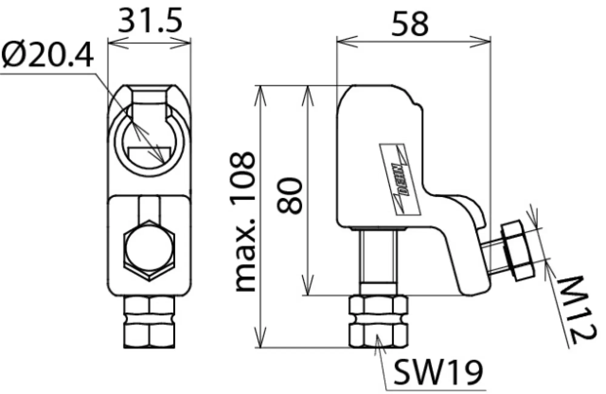 Dehn 772310 Ball head cap D 20mm, rigid, with hexagon shaft f. conductors 16-120mm² (img_004) Dehn 772310 Ball head cap D 20mm, rigid, with hexagon shaft f. conductors 16-120mm² (img_004)