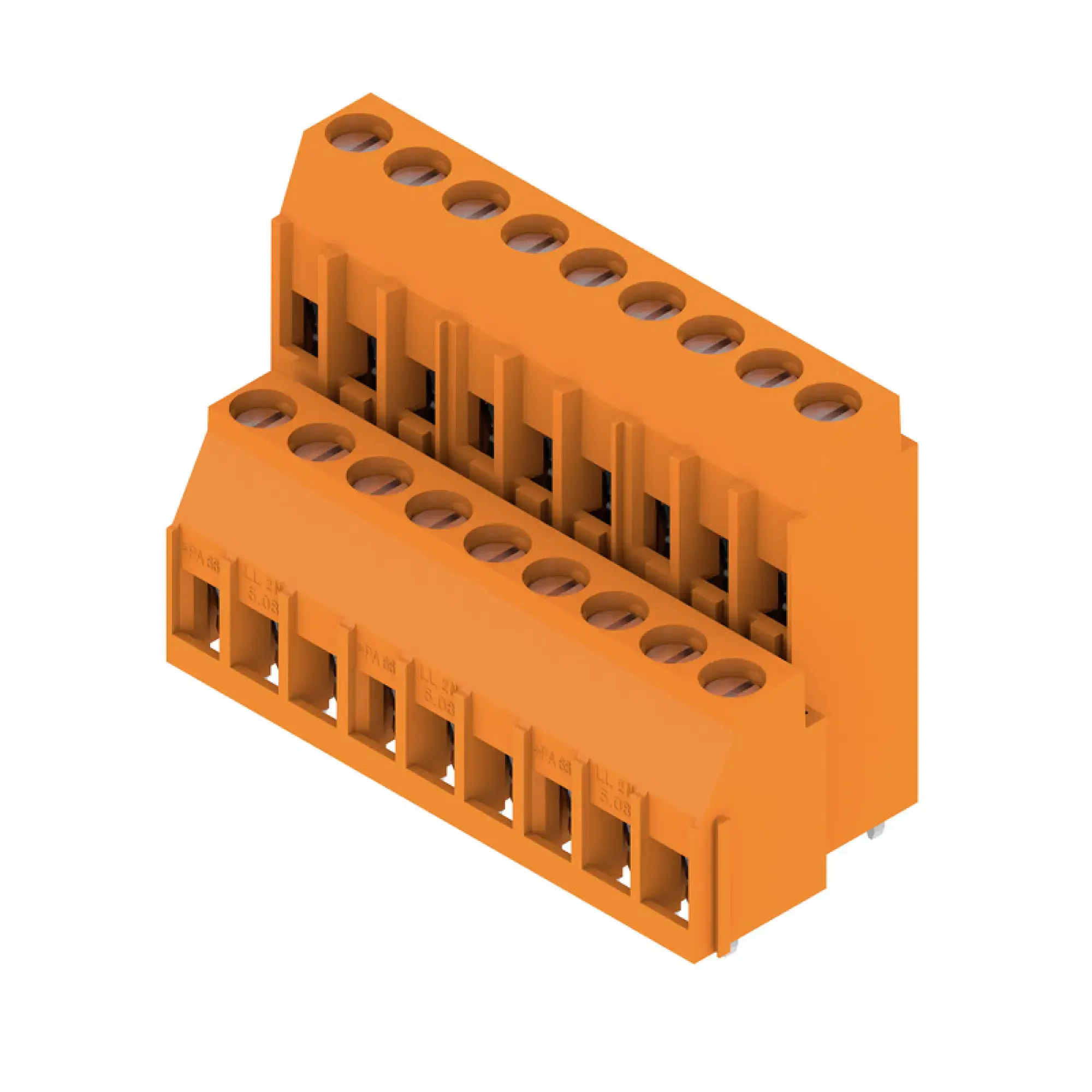 Weidmüller 1977530000 PCB terminal, 320 V, 32.5 A, Pitch in mm: 5.08, 6 mm², Number of poles: 18, Clamping yoke connection, THT solder connection, 90°, Box (img_001)
