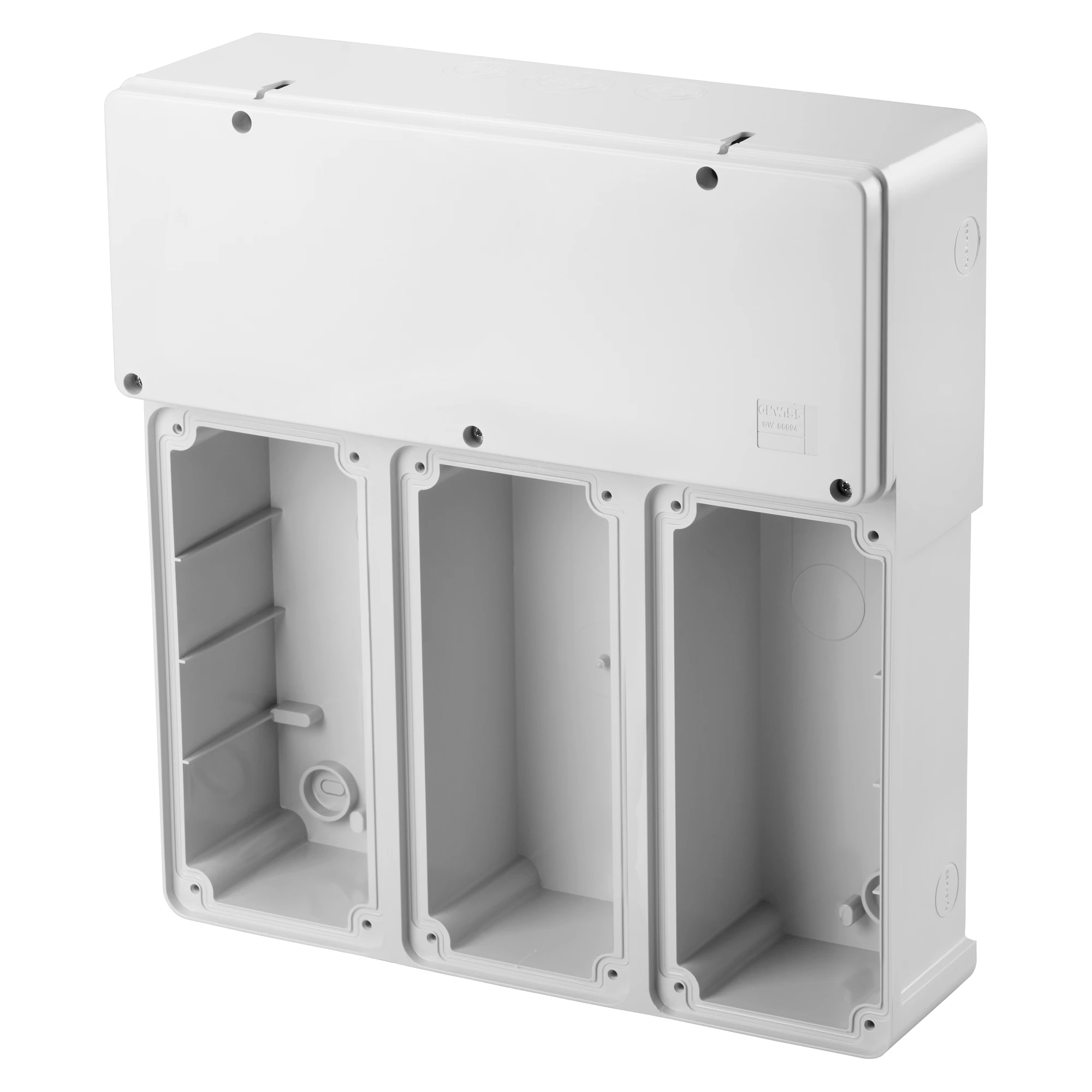GEWISS GW66694 IEC Leergehaeuse Aufputz fuer 3 Steckdosen schaltbar/Sicherung 16/32A IP55 (img_001) GEWISS GW66694 IEC Leergehaeuse Aufputz fuer 3 Steckdosen schaltbar/Sicherung 16/32A IP55 (img_001)