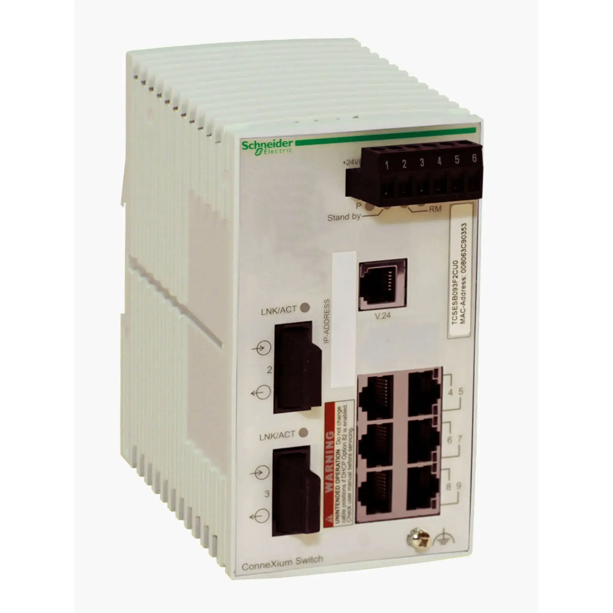 Schneider Electric TCSESB083F2CU0 ConneXium Basic Managed Switch - 6 Ports for Copper (6TX 10/100 Mbps) + 2 for Multimode Fiber (2FX-MM 100 Mbps) (img_002) Schneider Electric TCSESB083F2CU0 ConneXium Basic Managed Switch - 6 Ports for Copper (6TX 10/100 Mbps) + 2 for Multimode Fiber (2FX-MM 100 Mbps) (img_002)
