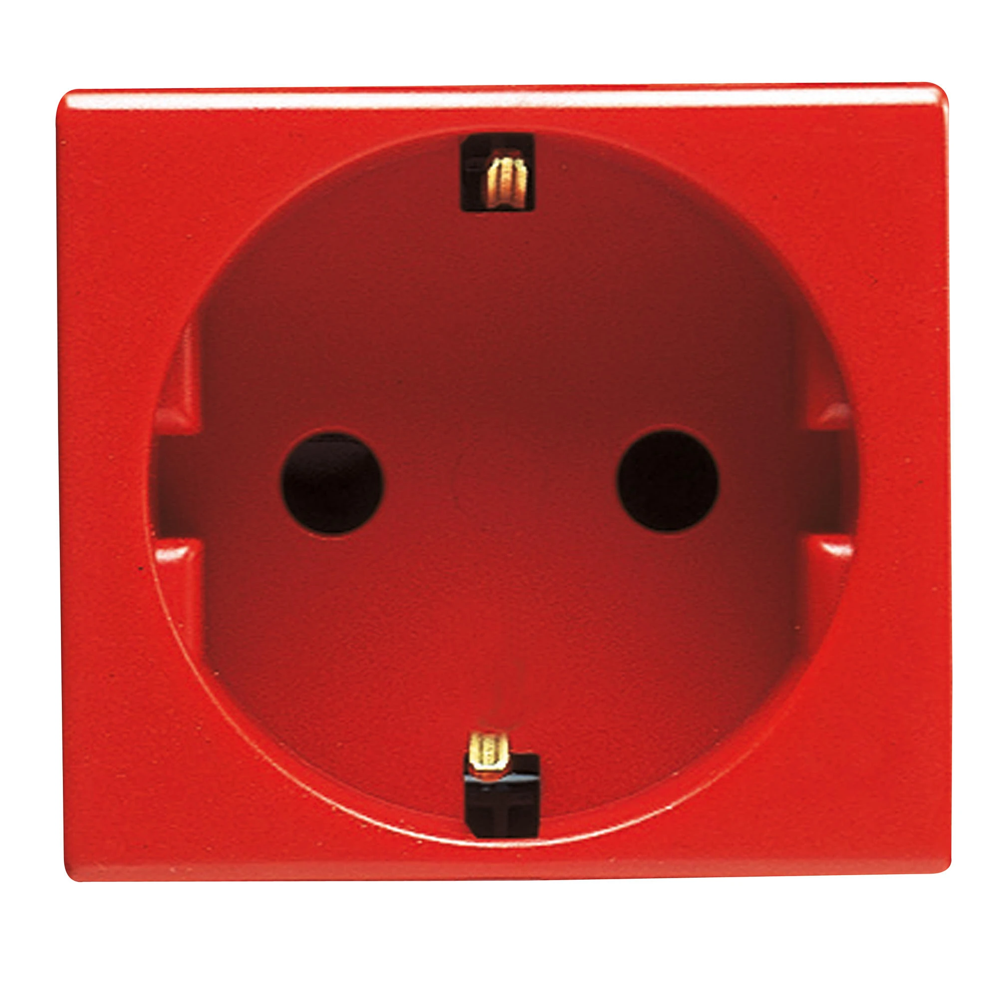 GEWISS GW20297 GERMAN STANDARD SOCKET-OUTLET 250V ac - FOR DEDICATED LINES - 2P+E 16A - 2 MODULES - RED - SYSTEM (img_001)