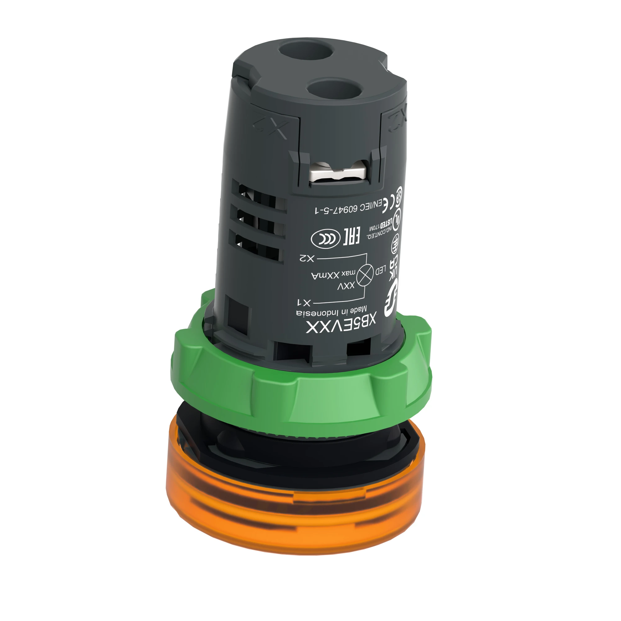 Schneider Electric XB5EVB5 Signal light, Harmony XB5, plastic, monoblock, orange, 22mm, universal LED, smooth dome, 24V ACDC (img_007)