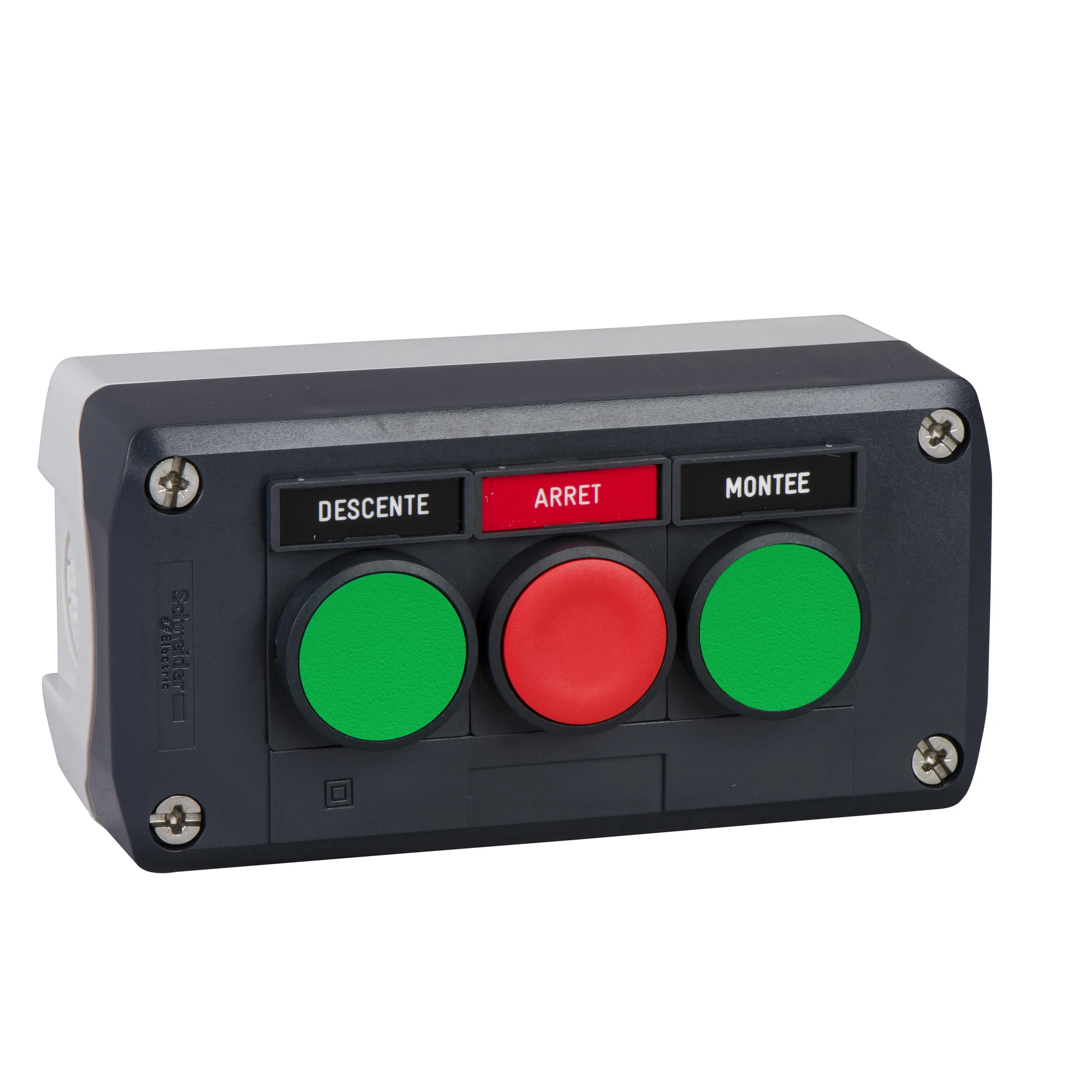 Schneider Electric XALD321 Surface-mounted enclosure, Harmony XALD, Plastic, dark grey, 3 push-buttons, green, red, REAR, FORWARD, STOP, 22mm, 2NO+1NC (img_001) Schneider Electric XALD321 Surface-mounted enclosure, Harmony XALD, Plastic, dark grey, 3 push-buttons, green, red, REAR, FORWARD, STOP, 22mm, 2NO+1NC (img_001)