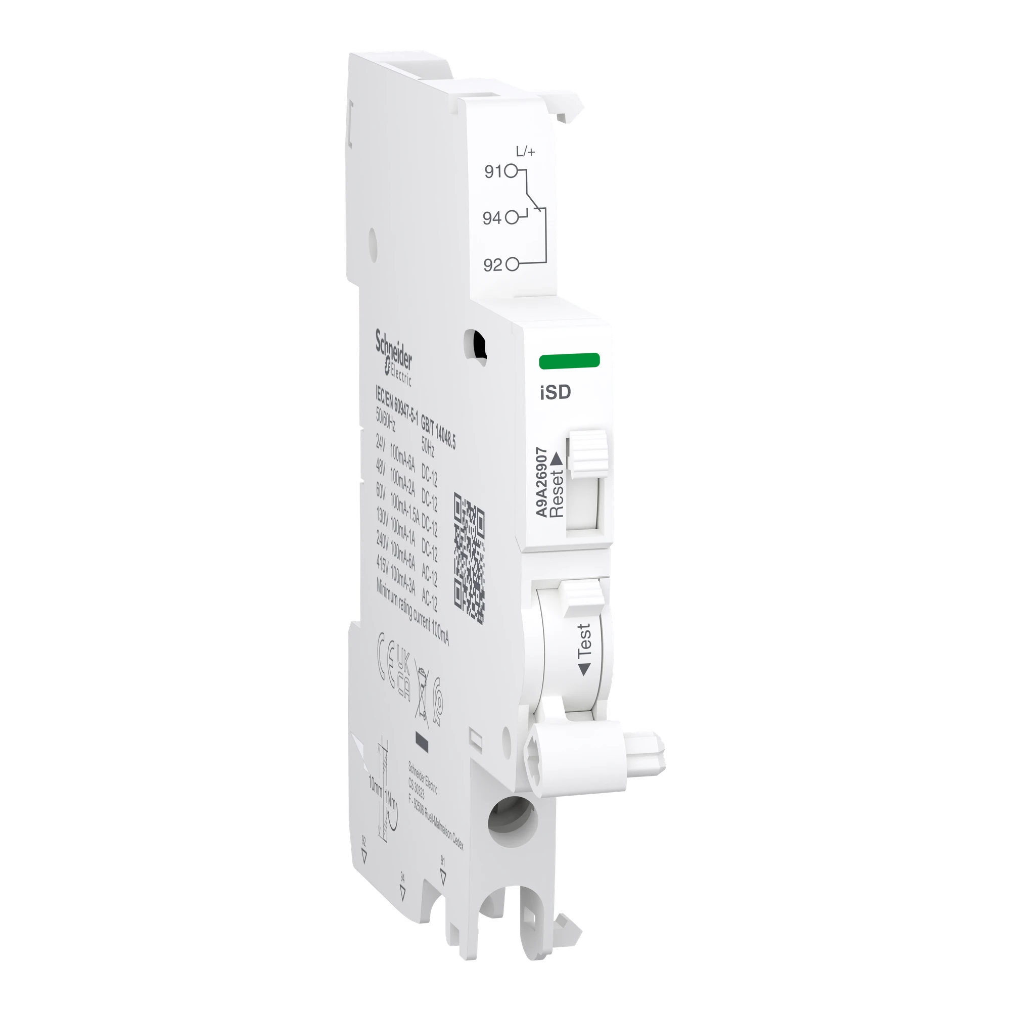 Schneider Electric A9A26907 Auxiliary contact, telecommunications switch, Acti9, iSD, 1 changeover contact, 100mA to 6A, 24VAC to 415VAC, 24VDC to 130VDC, bottom connection (img_001) Schneider Electric A9A26907 Auxiliary contact, telecommunications switch, Acti9, iSD, 1 changeover contact, 100mA to 6A, 24VAC to 415VAC, 24VDC to 130VDC, bottom connection (img_001)