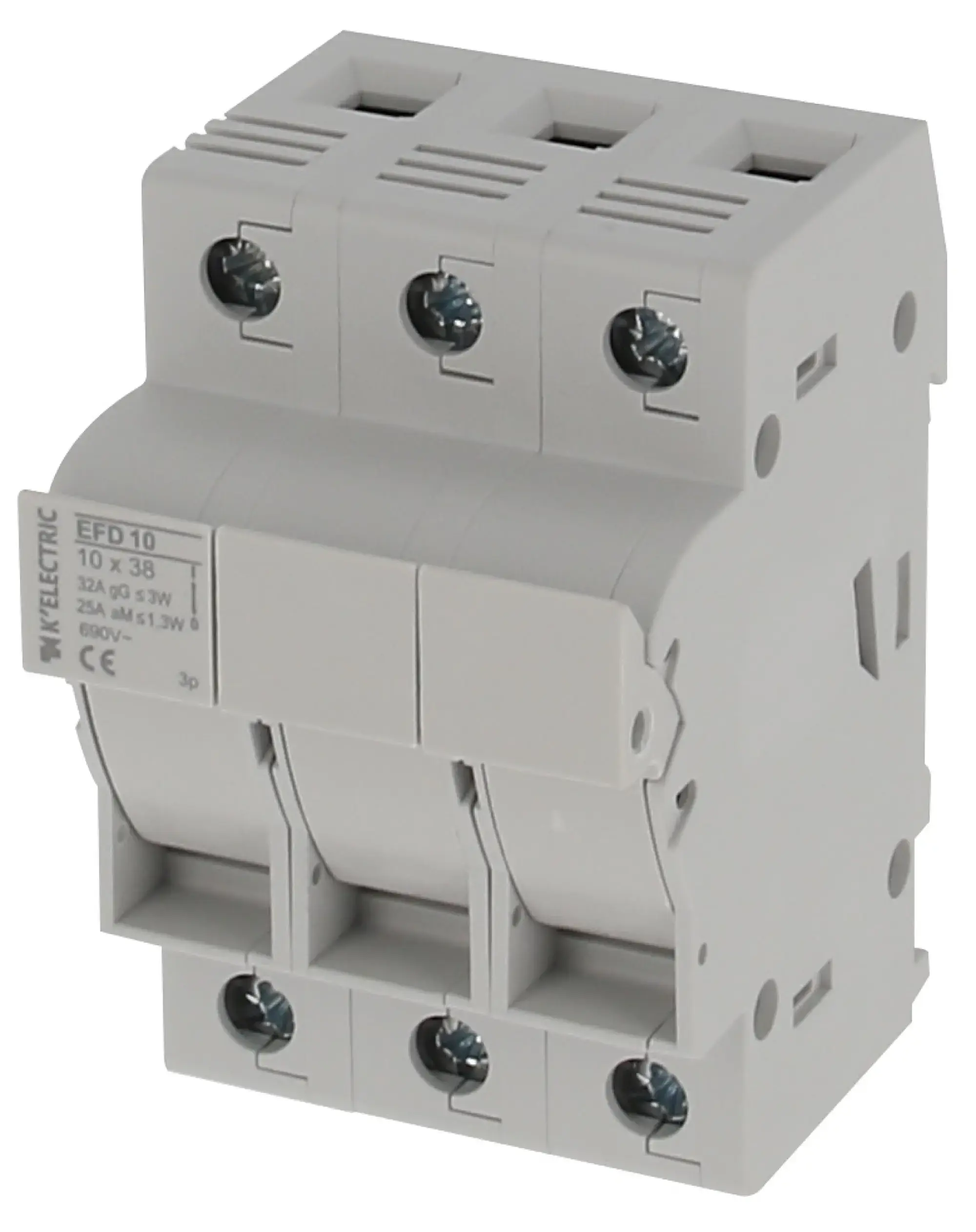 K-ELECTRIC 281053 Zylindersicherungshalter für 10x38 3-polig IEC/UL (img_001)