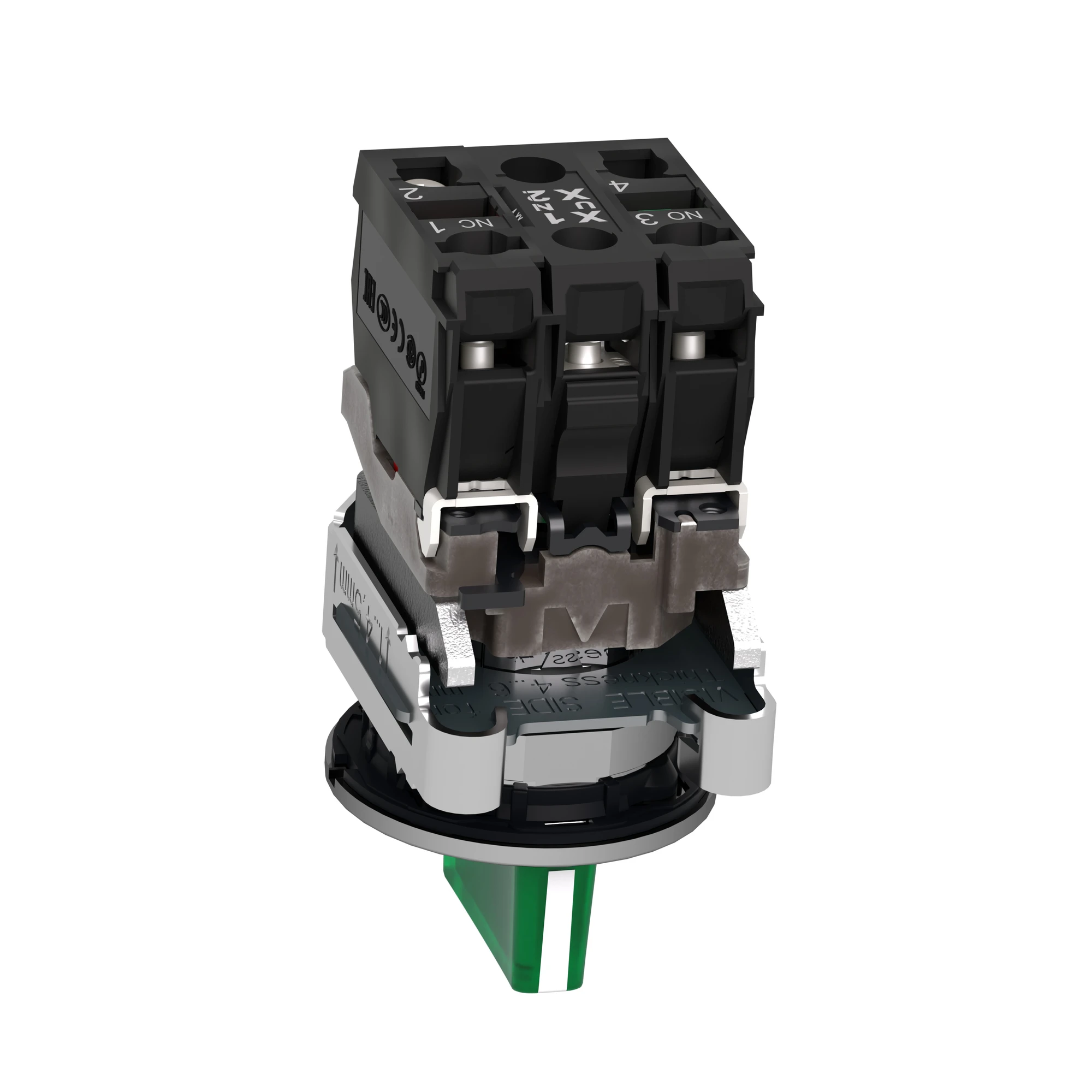 Schneider Electric XB4FK133B5 Illuminated Selector Switch, Harmony XB4F, 30mm, Metal, Green, Universal LED, 3 Positions, 1NO+1NC, 24V ACDC (img_007)