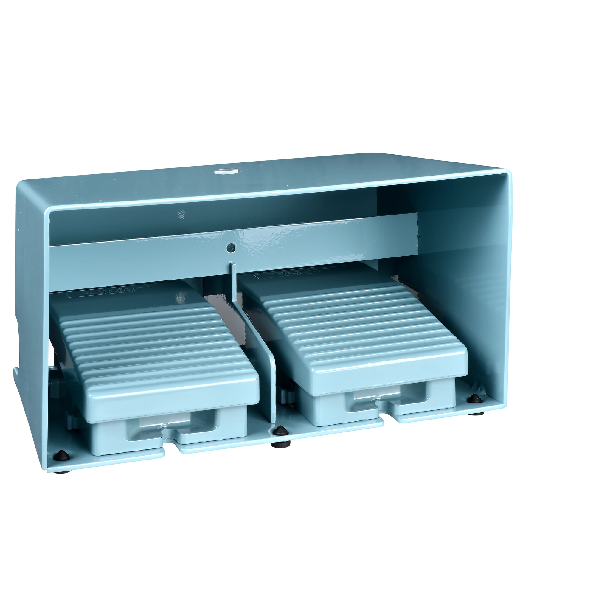 Schneider Electric XPEM6210D Footswitch, Harmony XPE, double, metal, blue, 1x 2-stage, 3NC+3NO, IP66, with protective hood (img_001)