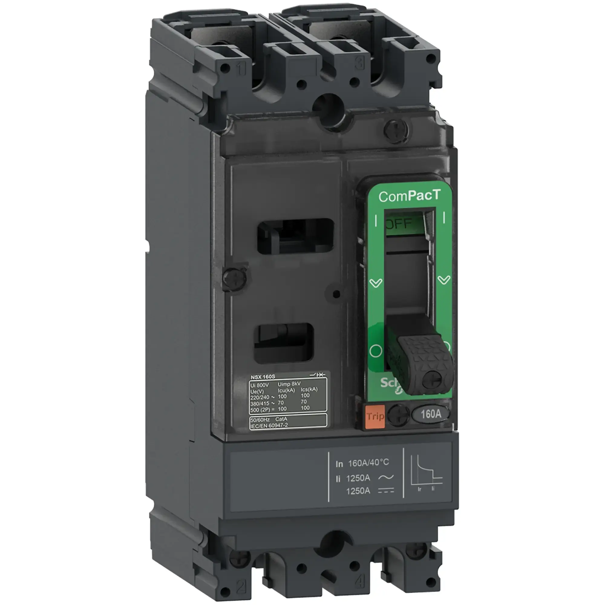 Schneider Electric C16M2TM125 Compact Power Circuit Breaker ComPacT NSX160M AC/DC with TM125D 2P2D 125A, 40kA/240 VAC (img_002)