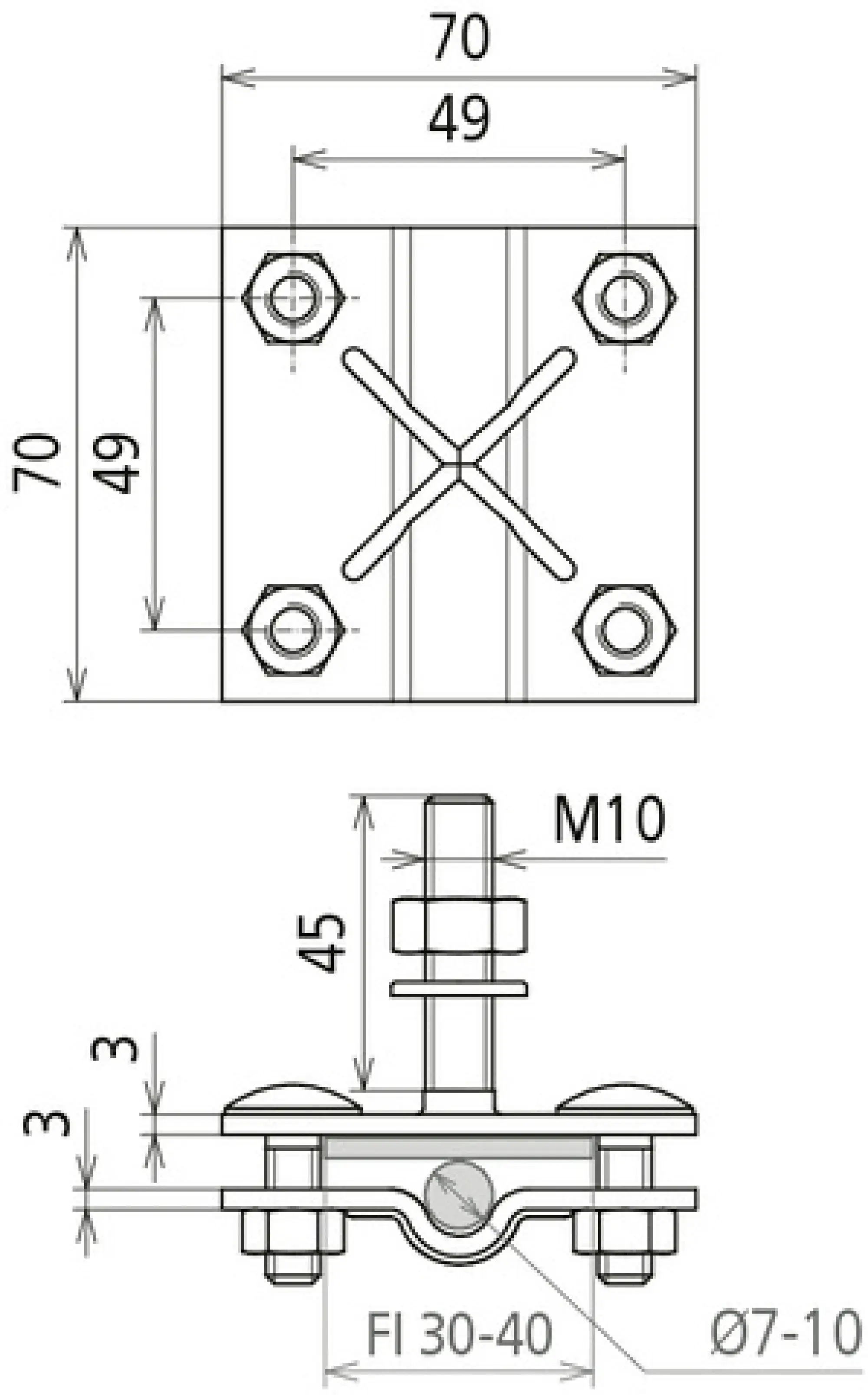 Dehn 478141 Connect. clamp f. fixed earthing point M10 for Rd 7-10/Fl30-40mm, St/tZn (img_004)