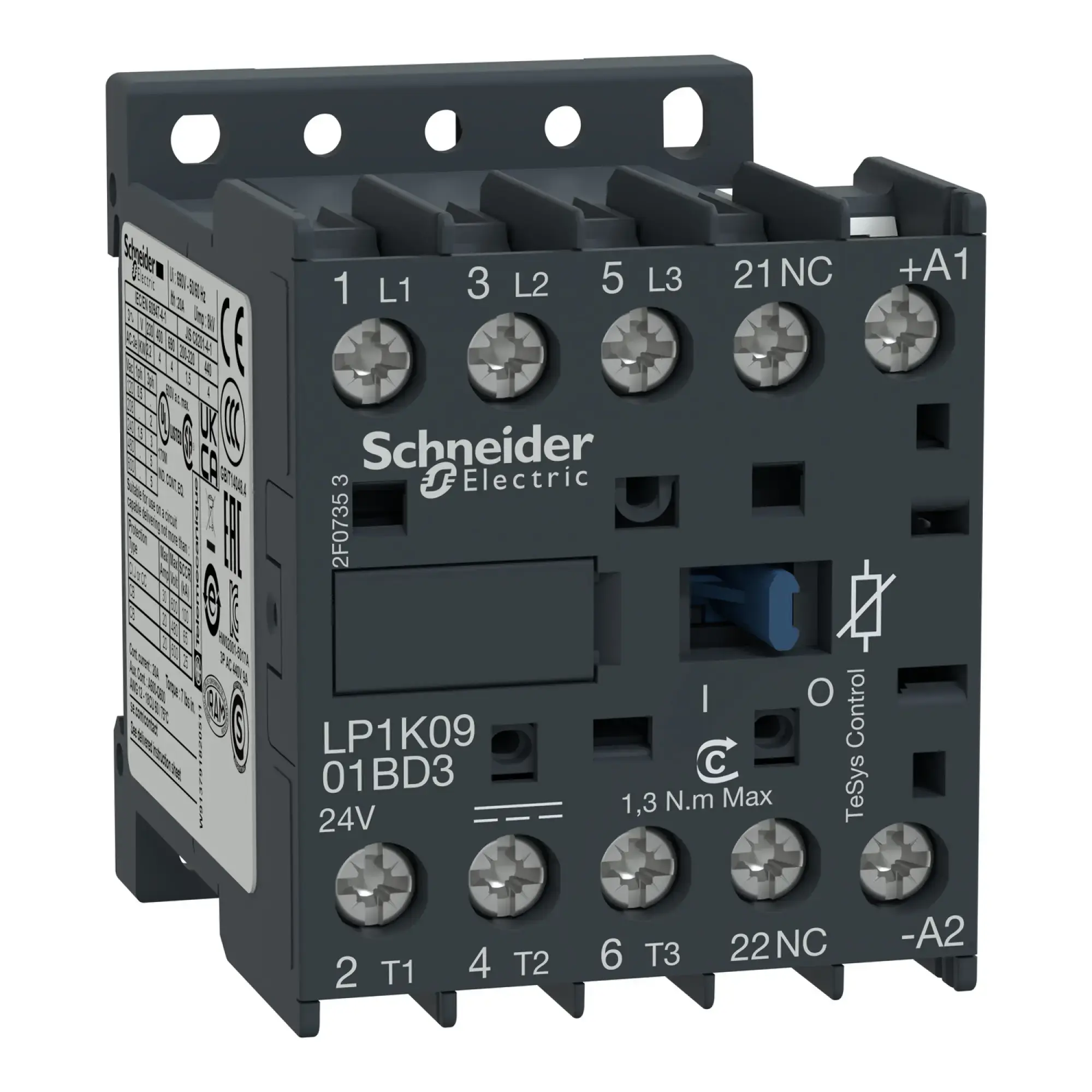 Schneider Electric LP1K0901ED3 Power contactor LP1K 3p, +1NO, 4 kW, 9 A, 400 V AC3, coil 48 V DC (img_002)