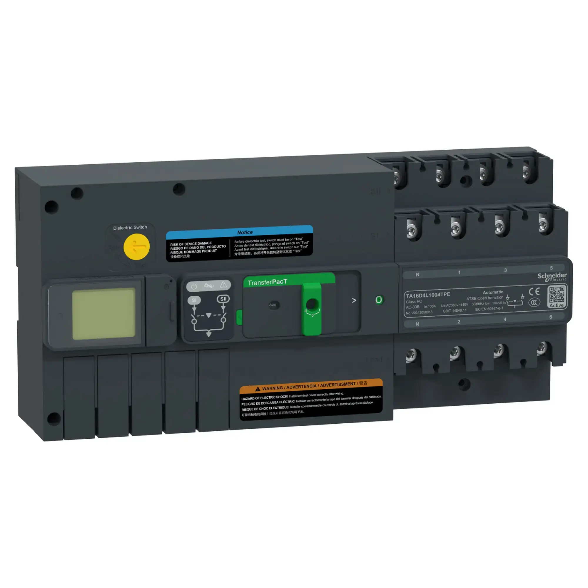 Schneider Electric TA16D4L1004TPE TransferPacT Active TA160, Automatic Power Transfer Switch, 100A, 4P, LCD, 400VAC (img_002)