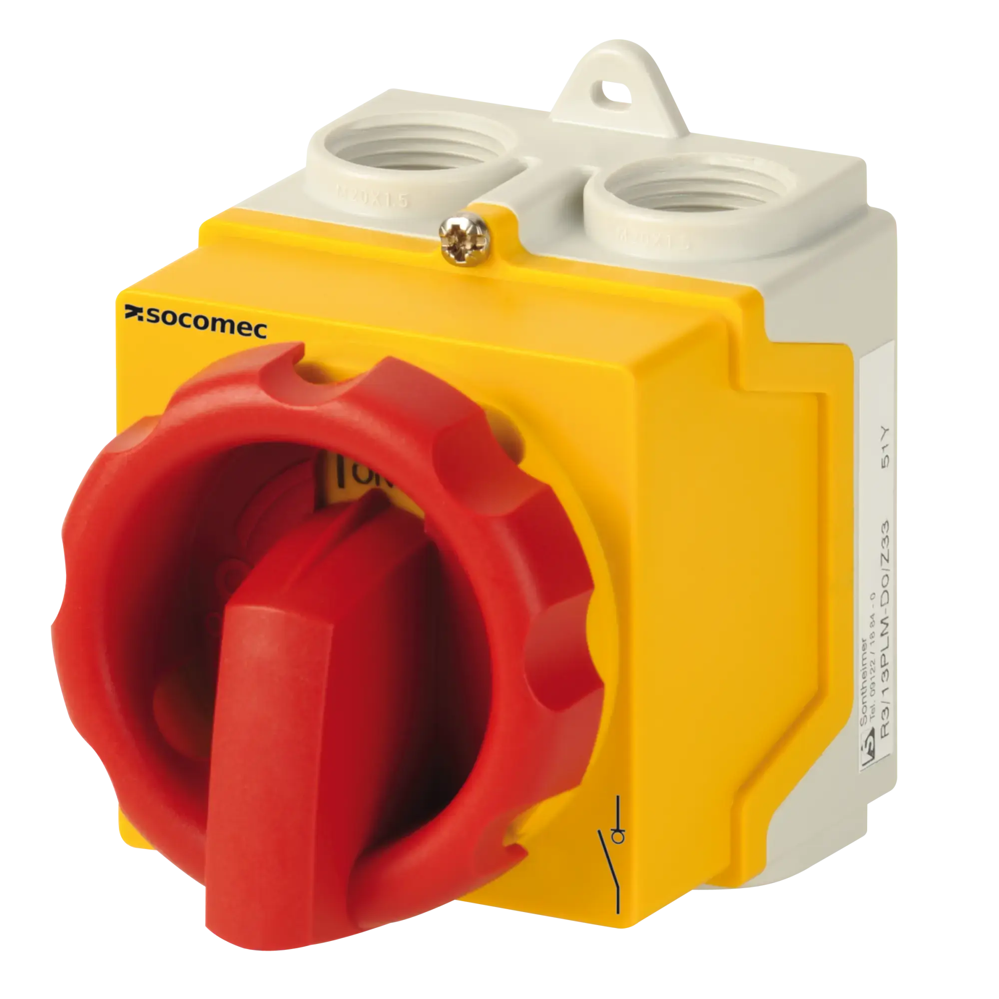 Socomec 21153401 Lasttrennschalter COMO 3P 20A im Gehäuse gelber/roter Griff (img_001)