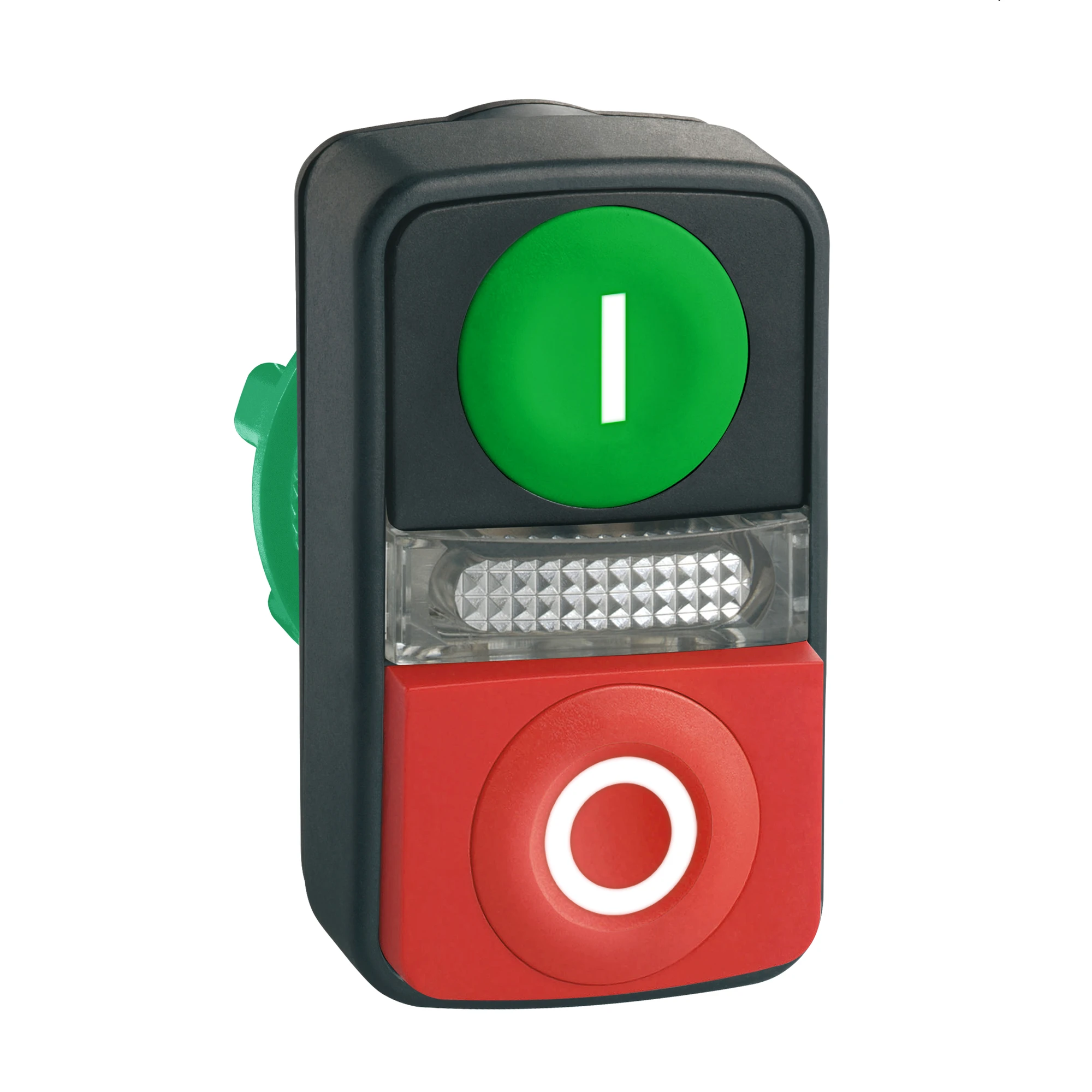 Schneider Electric ZB5AW7L3741 Double push button, front element, Harmony XB5, plastic, 22mm, green, red protruding, labeled I/O, illuminated (img_001) Schneider Electric ZB5AW7L3741 Double push button, front element, Harmony XB5, plastic, 22mm, green, red protruding, labeled I/O, illuminated (img_001)