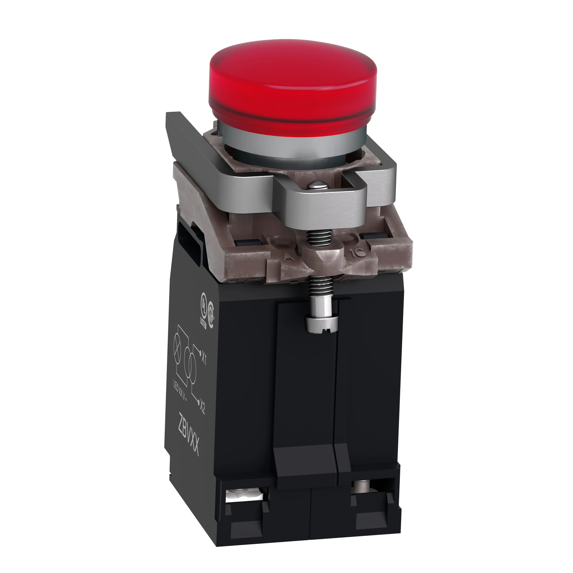 Schneider Electric XB4BV5B4 Pilot light, Harmony XB4, metal, 22mm, red, with transformer, incandescent bulb BA9s, smooth dome, screw terminal, 400V (img_005)