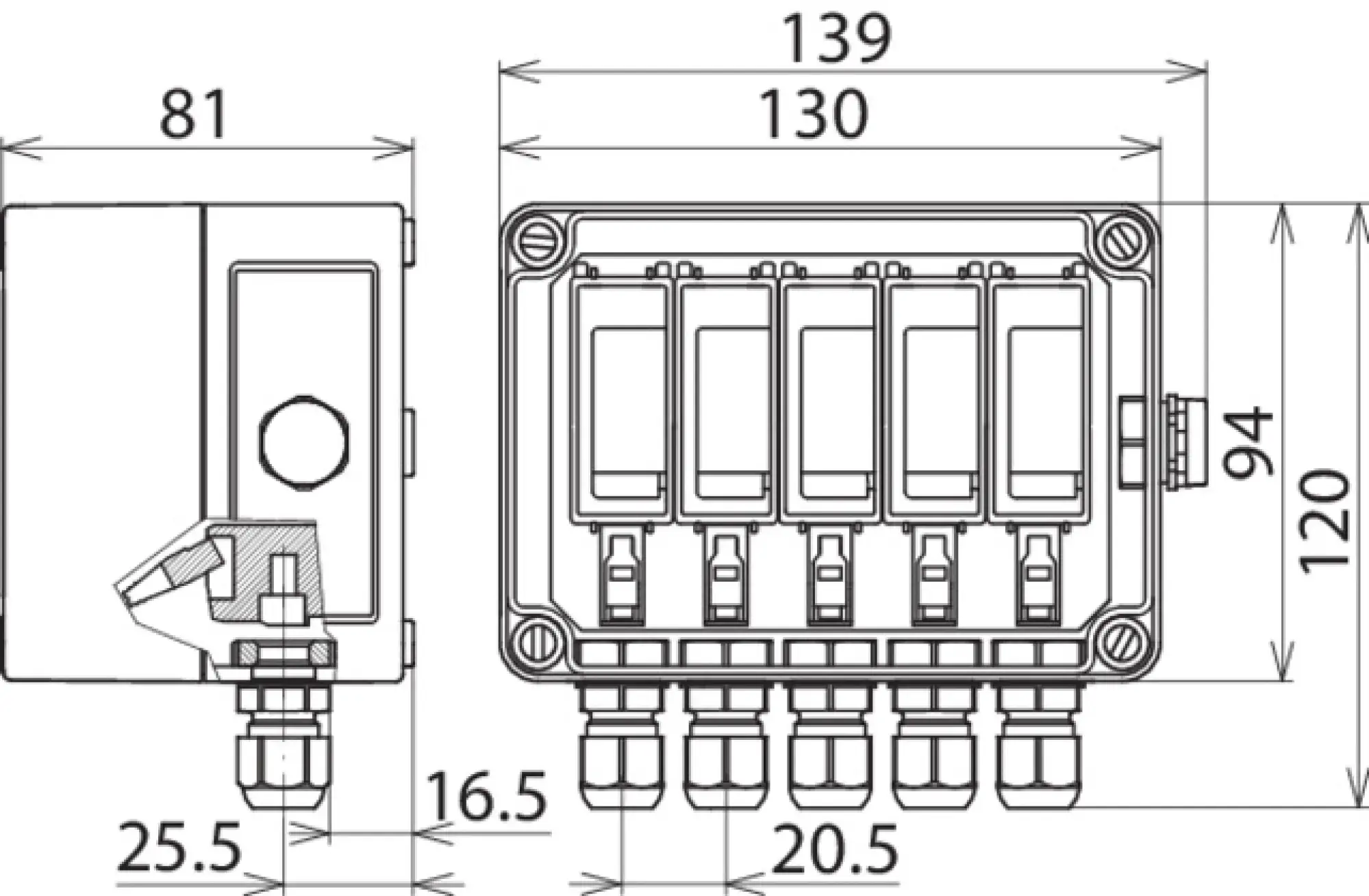 Dehn 900920 Surge arrester Type 2 DEHNcube in IP65 enclosure f. PV systems 2MPP at 1000V d.c. (img_002)