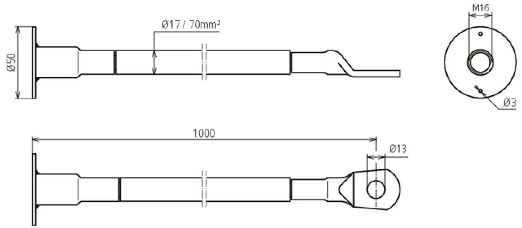 Dehn 419506 E. br. f. earthing large pipes L 1000mm, conn. plate M16 and cable lug B 13mm (img_002) Dehn 419506 E. br. f. earthing large pipes L 1000mm, conn. plate M16 and cable lug B 13mm (img_002)