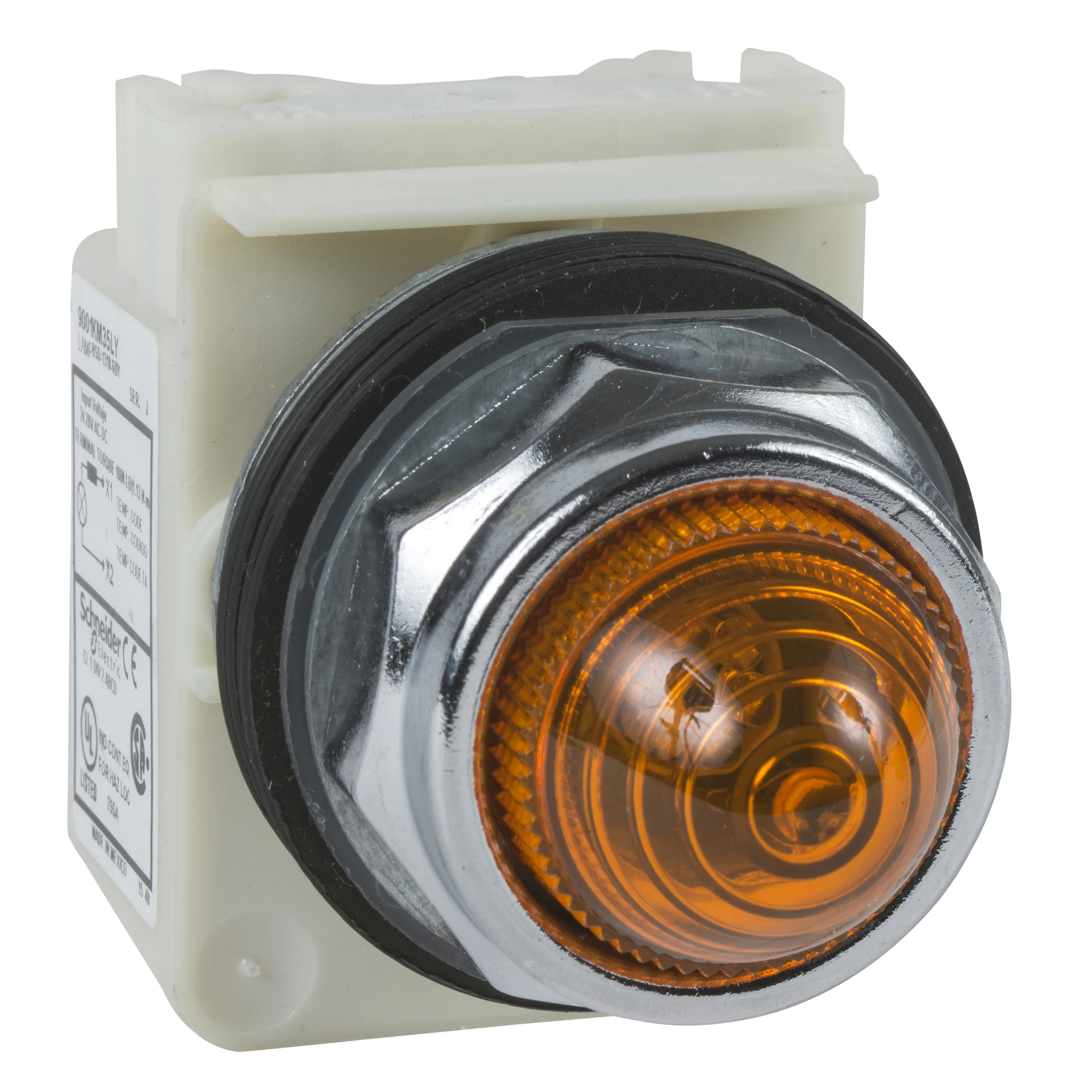 Schneider Electric 9001KP35LYA9 Pilot light Ø 30, yellow (amber), w. LED high intensity, BA 9s, 24V AC/DC- IP66 (img_001) Schneider Electric 9001KP35LYA9 Pilot light Ø 30, yellow (amber), w. LED high intensity, BA 9s, 24V AC/DC- IP66 (img_001)