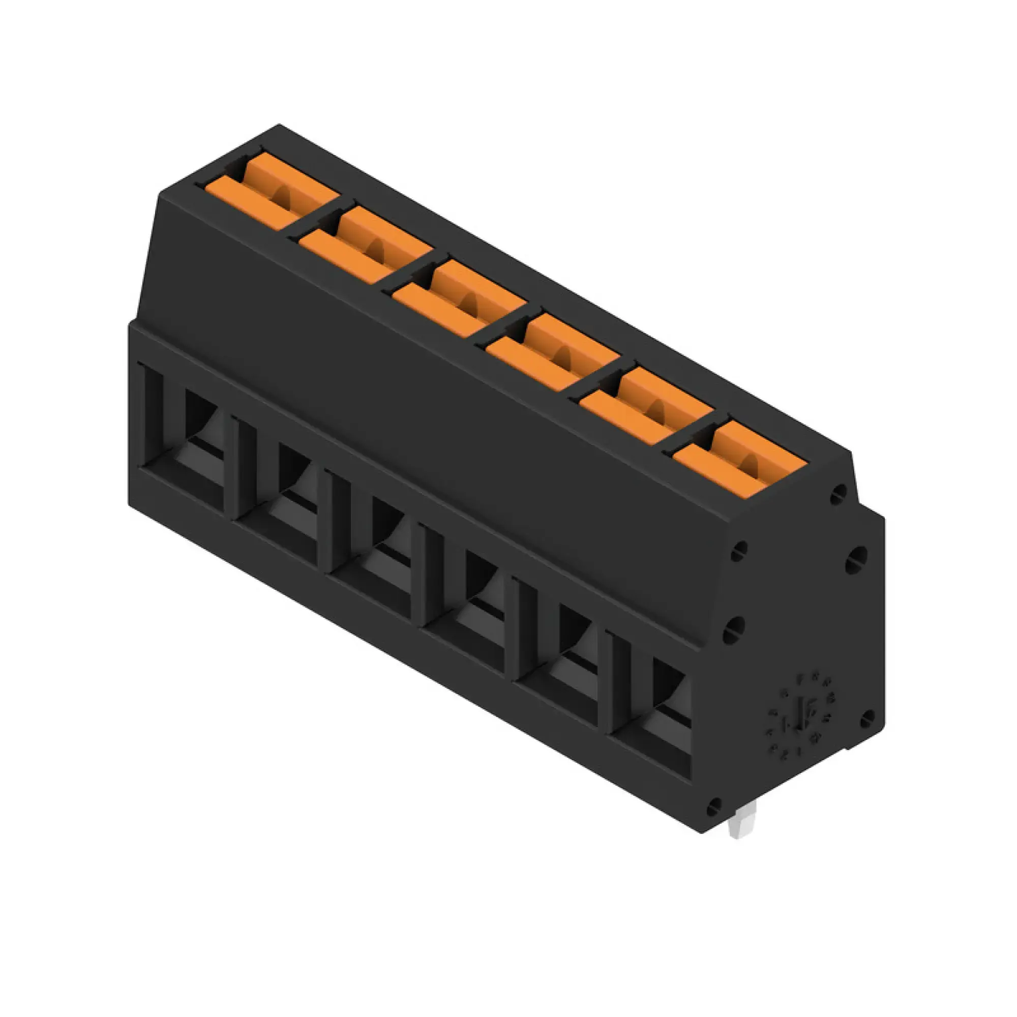 Weidmüller 2787380000 PCB terminal, 350 V, 24 A, Pitch in mm: 5.00, 2.5 mm², Number of poles: 6, PUSH IN with actuator, THT solder connection, 90°, Box (img_001) Weidmüller 2787380000 PCB terminal, 350 V, 24 A, Pitch in mm: 5.00, 2.5 mm², Number of poles: 6, PUSH IN with actuator, THT solder connection, 90°, Box (img_001)