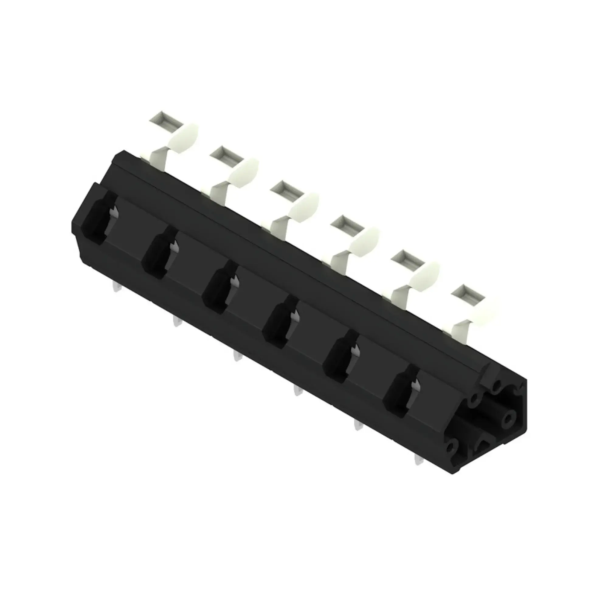 Weidmüller 1953620000 PCB terminal, 1000 V, 24 A, Pitch in mm: 10.00, 2.5 mm², Number of poles: 6, Tension clamp connection with actuator, THT solder connection, 135°, Box (img_001)