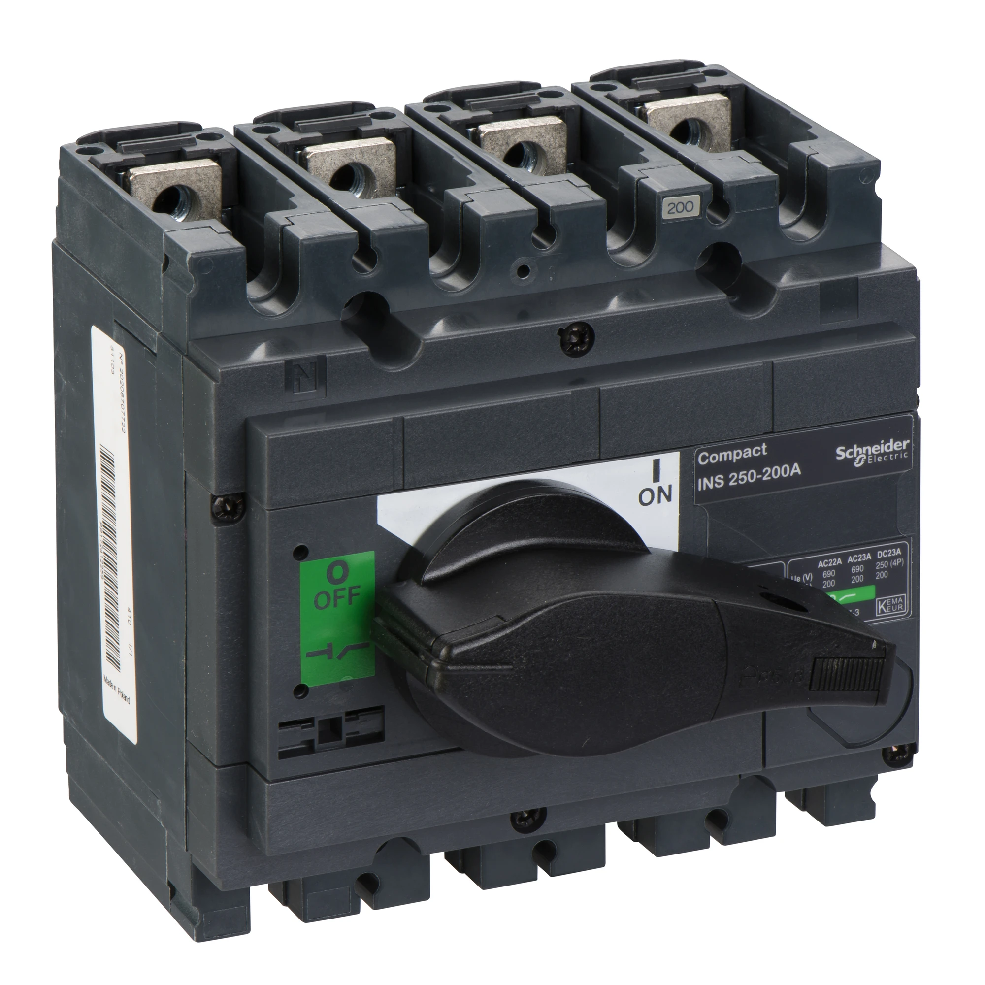 Schneider Electric 31103 Disconnector switch ComPact INS250 4P 200A Fixed Mount with Black Rotary Drive (img_001) Schneider Electric 31103 Disconnector switch ComPact INS250 4P 200A Fixed Mount with Black Rotary Drive (img_001)