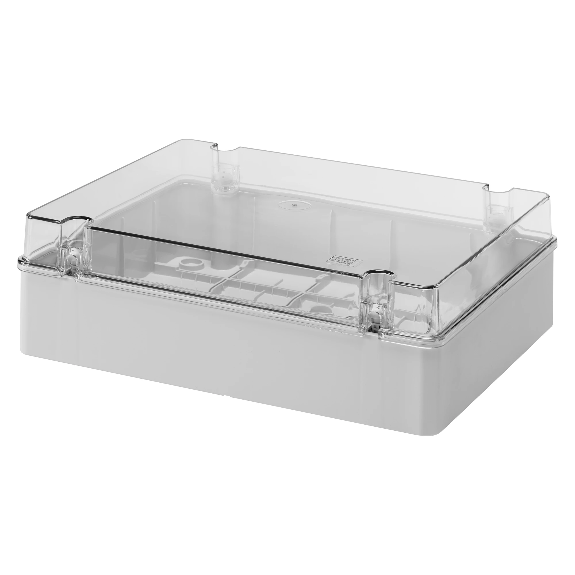 GEWISS GW44430 BOX FOR JUNCTIONS AND FOR ELECTRIC AND ELECTRONIC EQUIPMENT - WITH TRANSPARENT PLAIN LID - IP56 - INTERNAL DIMENSIONS 380X300X120 - WITH SMOOTH WALLS (img_001)