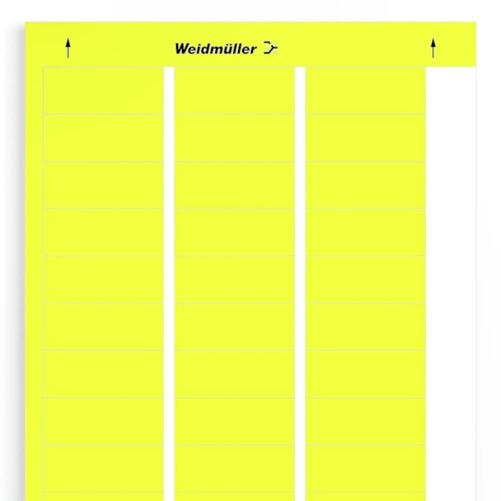 Weidmüller 1686421687 Device marking, Width: 56 mm, Polyester, PVC-free, yellow, Operating temperature range: -40...150 °C (img_001) Weidmüller 1686421687 Device marking, Width: 56 mm, Polyester, PVC-free, yellow, Operating temperature range: -40...150 °C (img_001)