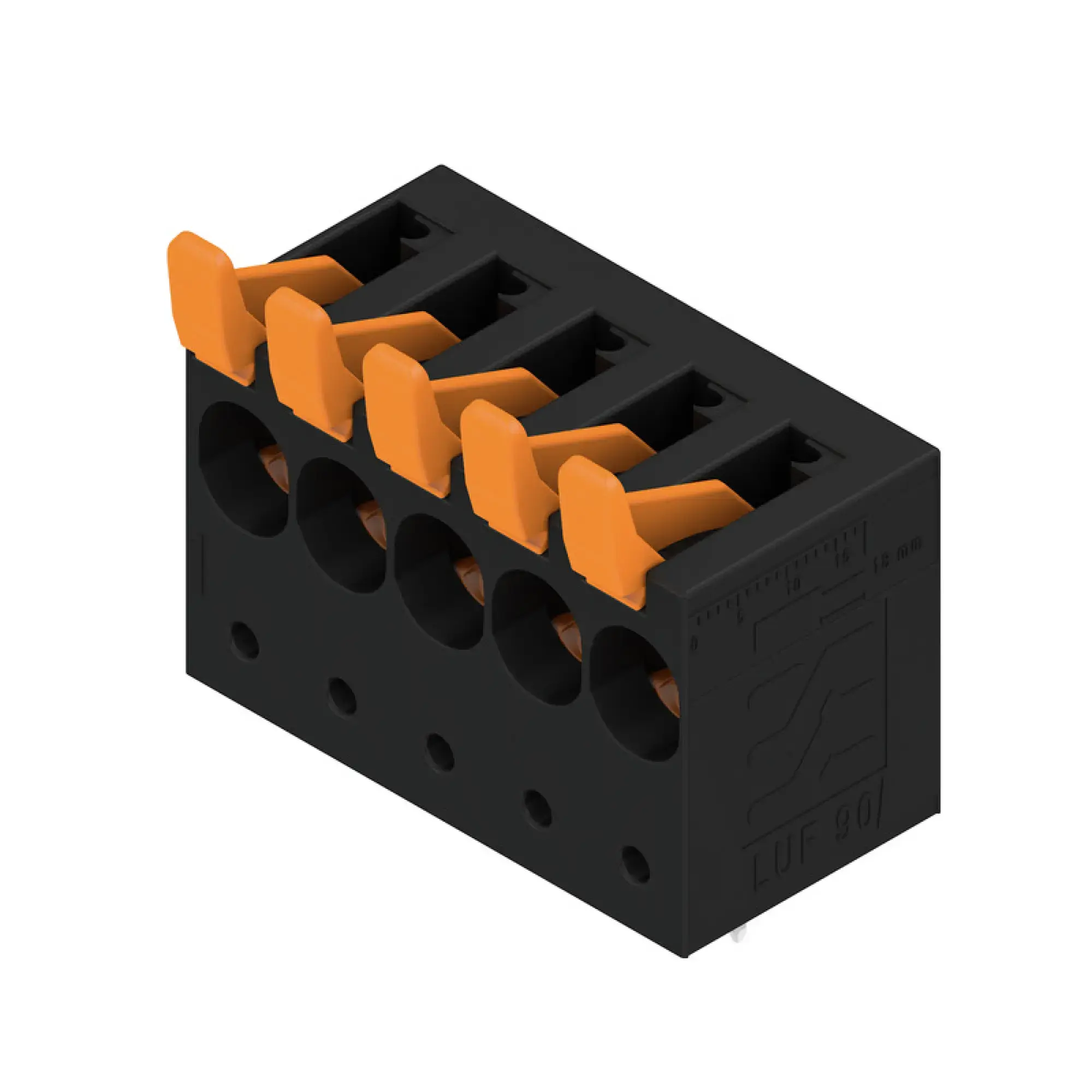 Weidmüller 2453720000 PCB terminal, 690 V, 92 A, Pitch in mm: 10.00, 16 mm², Number of poles: 5, PUSH IN with actuator, THT solder connection, 90°, Box (img_001) Weidmüller 2453720000 PCB terminal, 690 V, 92 A, Pitch in mm: 10.00, 16 mm², Number of poles: 5, PUSH IN with actuator, THT solder connection, 90°, Box (img_001)