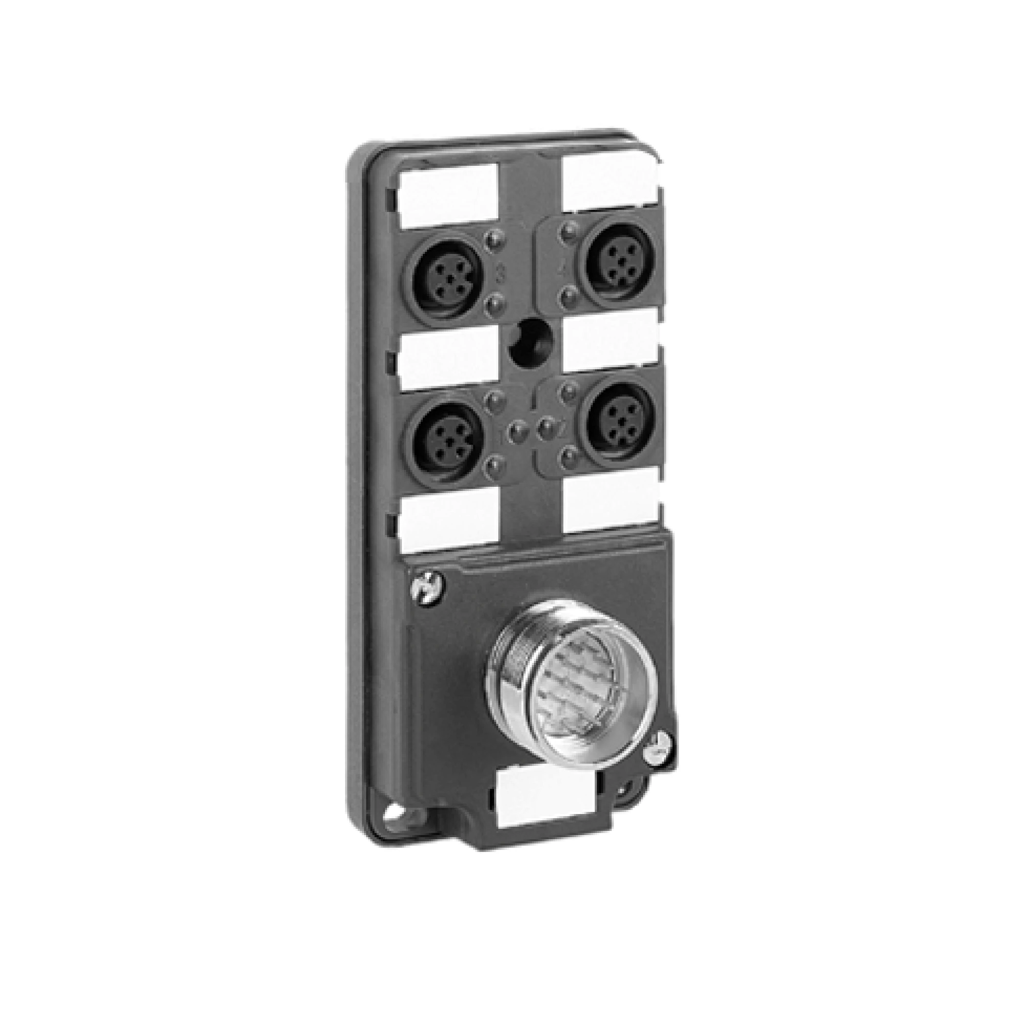 Schneider Electric ABE9C1241C23 Passive distribution box IP67, M23 connector, with 4-channel M12 connector, LED (img_001)