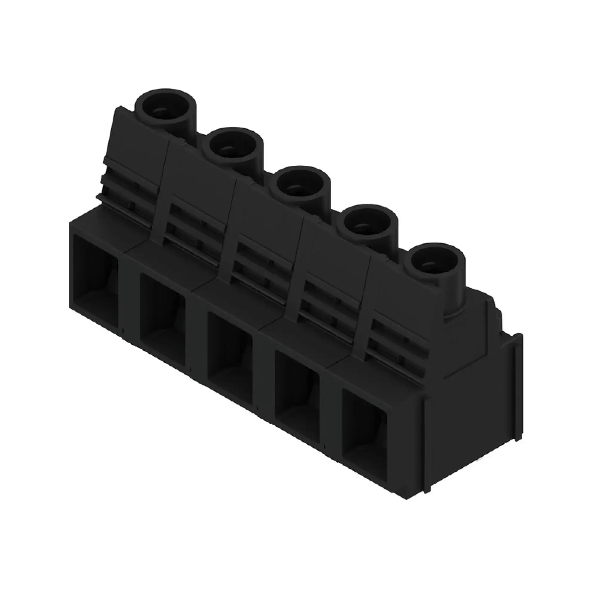 Weidmüller 2014420000 PCB terminal, 1000 V, 76 A, Pitch in mm: 12.70, 16 mm², Number of poles: 5, Clamping yoke connection, THT solder connection, 90°, Box (img_001)