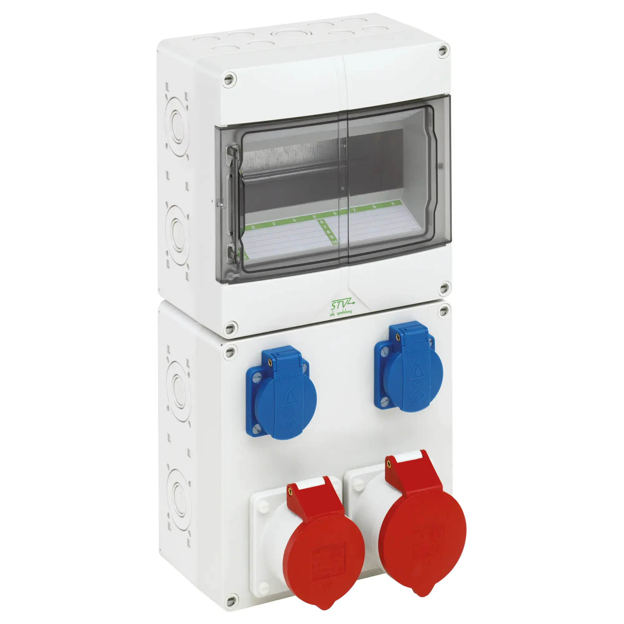 Spelsberg 72932201 Socket outlet combination, Type of protection IP44, 9 TE, Impact strength IK08, Protection class II, Rated insulation voltage 400V AC, Halogen free (img_001)