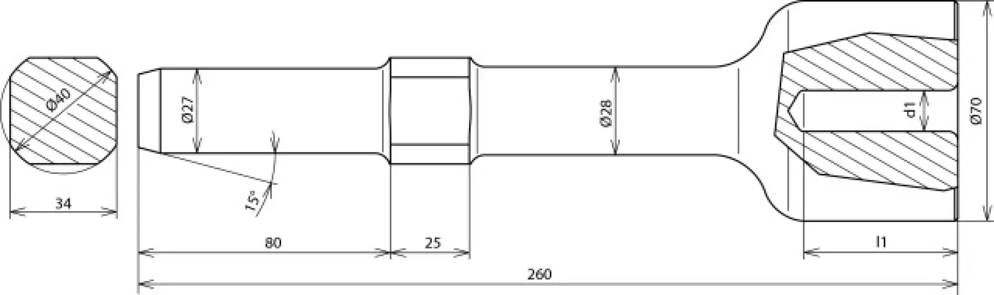 Dehn 620009 Hammer insert f. earth rods D 20mm L 260mm heavy design f. Wacker Neuson (img_002)
