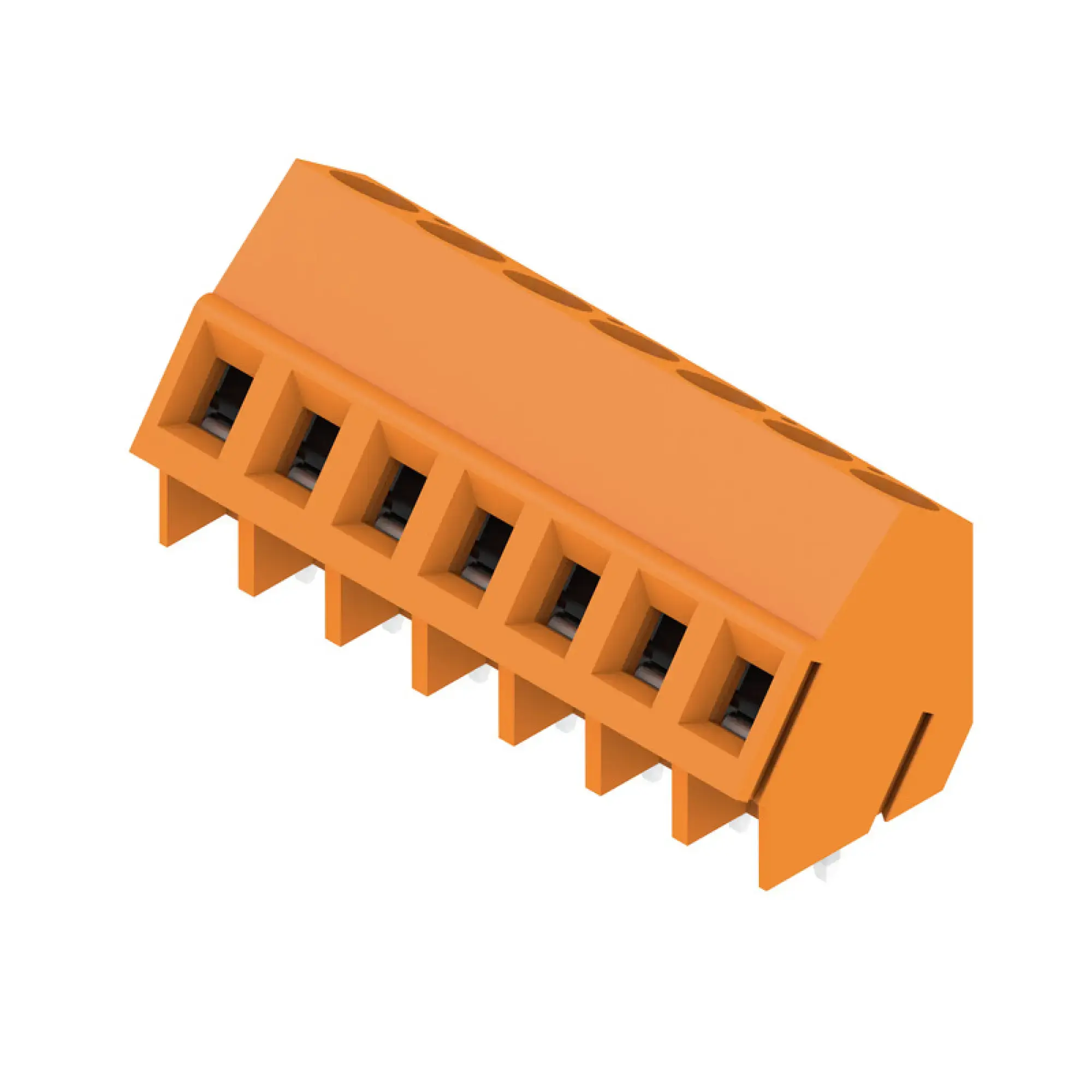 Weidmüller 9994580000 PCB terminal, 320 V, 17.5 A, Pitch in mm: 5.08, 2.5 mm², Number of poles: 7, Clamping yoke connection, THT solder connection, 135°, Box (img_001)