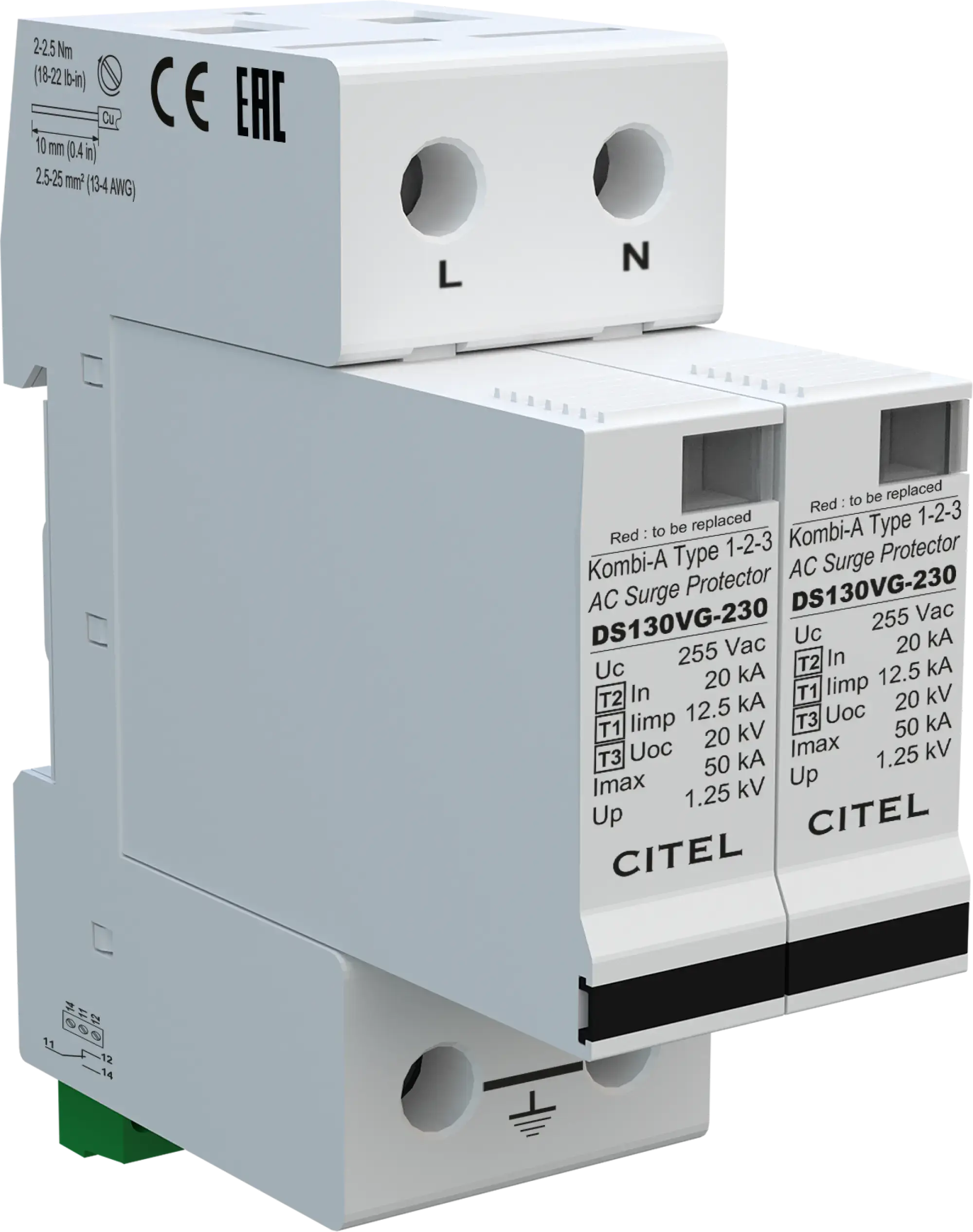 Citel 571582 Kombi-Ableiter 2-polig Typ 1+2 für 230/400 V TN Netze, VG_Technology (img_001)