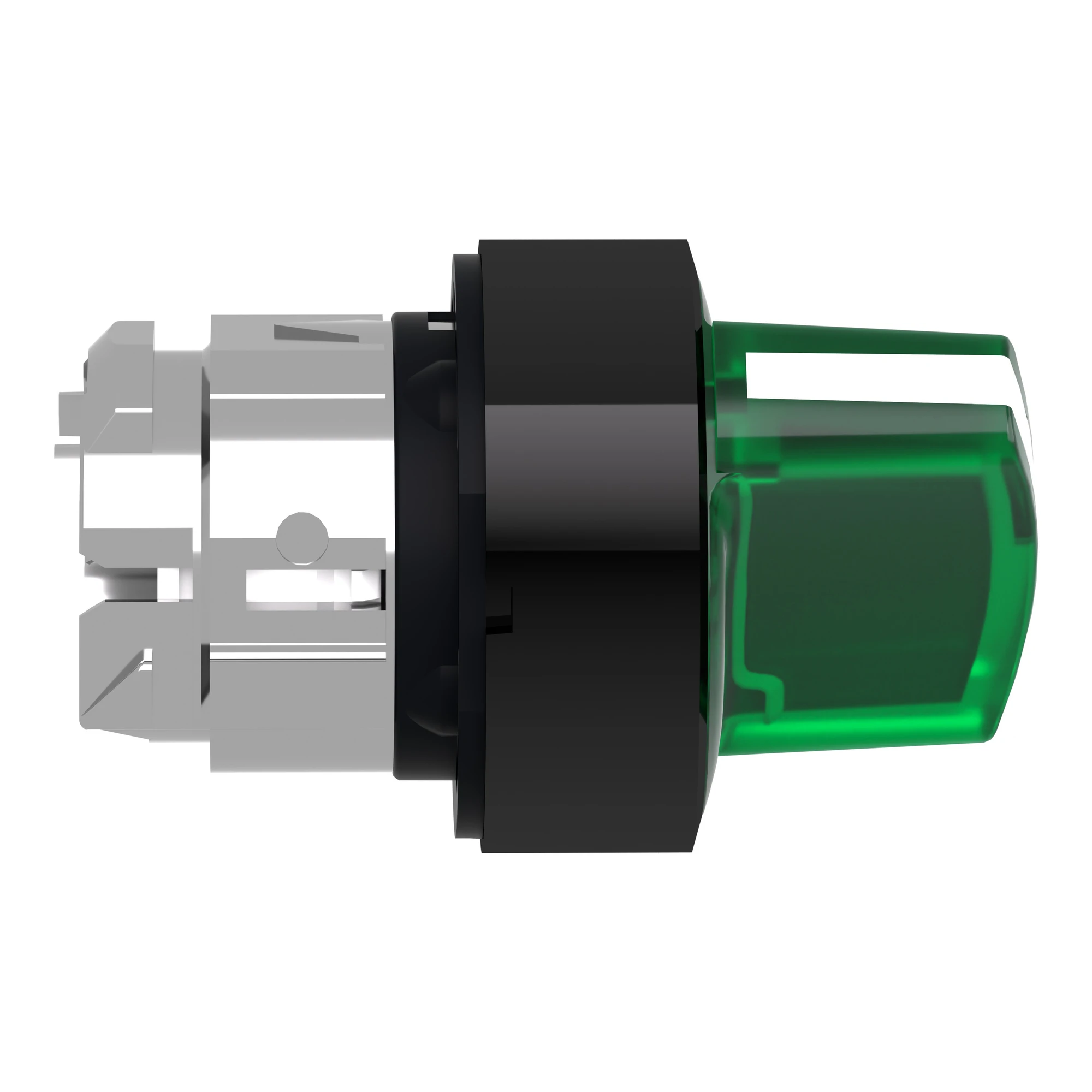Schneider Electric ZB4BK12337 Illuminated selector switch, front element, Harmony XB4, metal black, 22mm, green, for universal LED, 2 positions, latching (img_002)