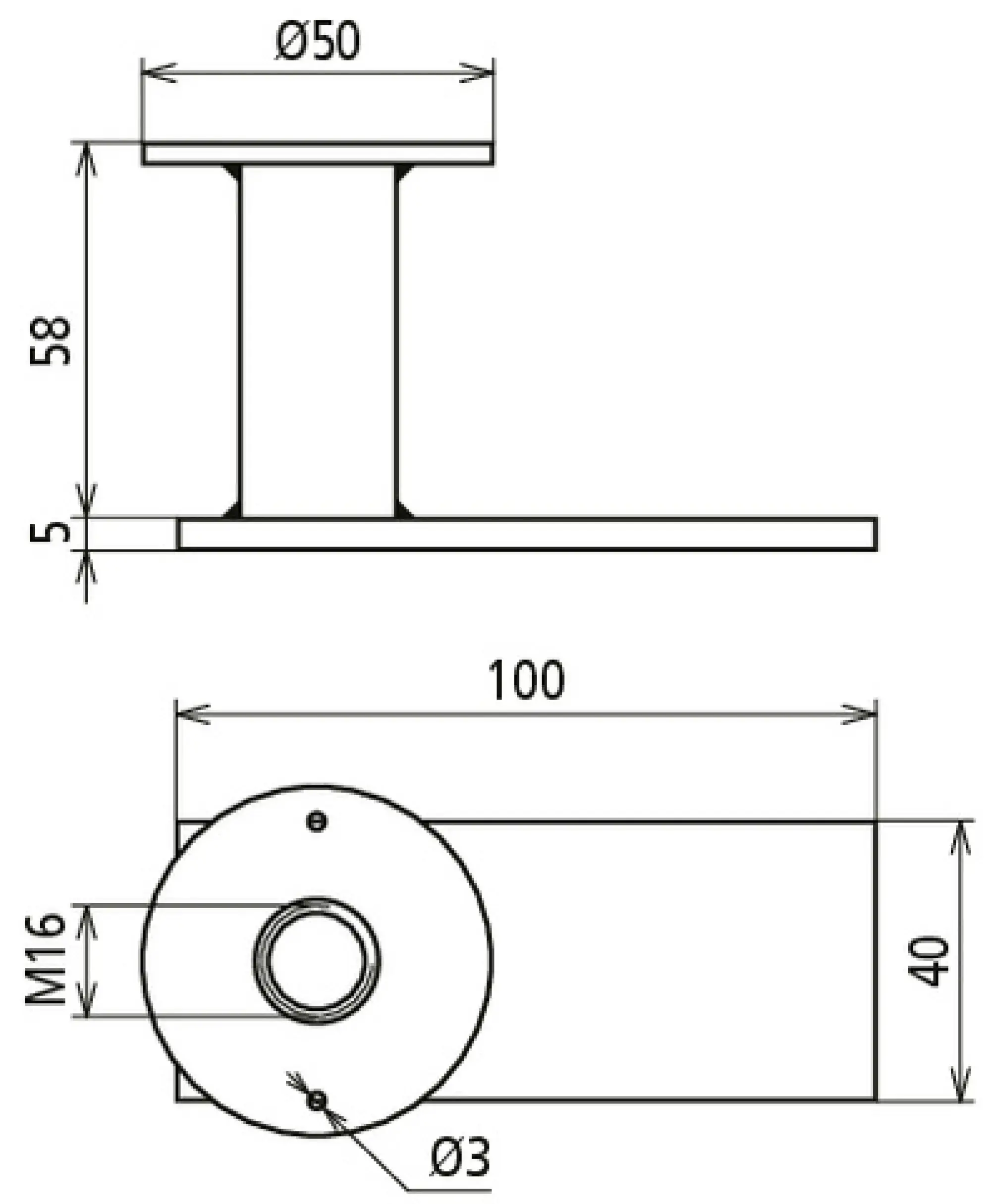 Dehn 419500 Flat steel earthing bridge, conn. plate with M16 thread D 50mm H 58mm L 100mm (img_002)