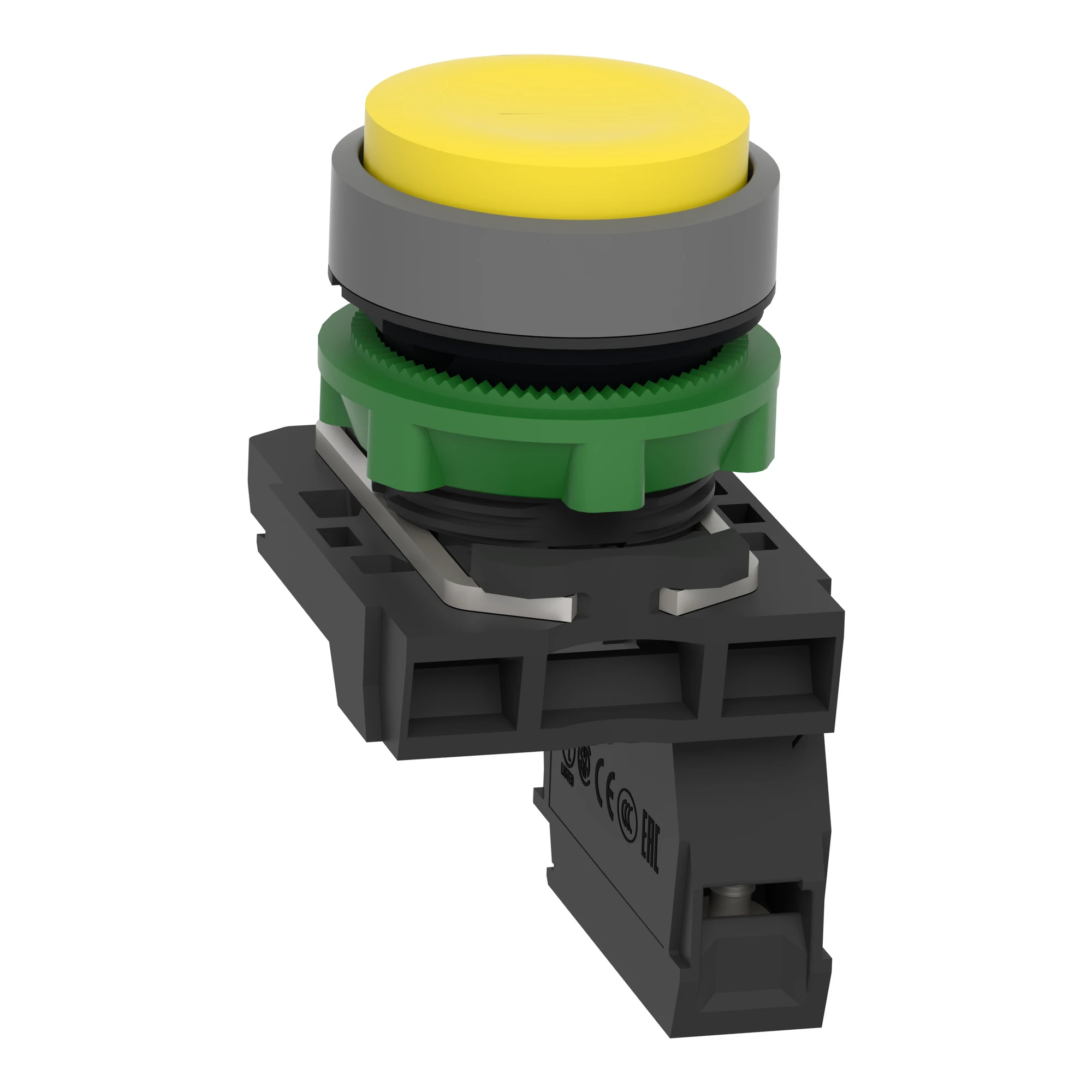 Schneider Electric XB5AP51C0 Pushbutton, Harmony XB5, plastic, projecting, light grey, yellow, unlabelled, with protective cap, 22mm, momentary, 1S (img_006)