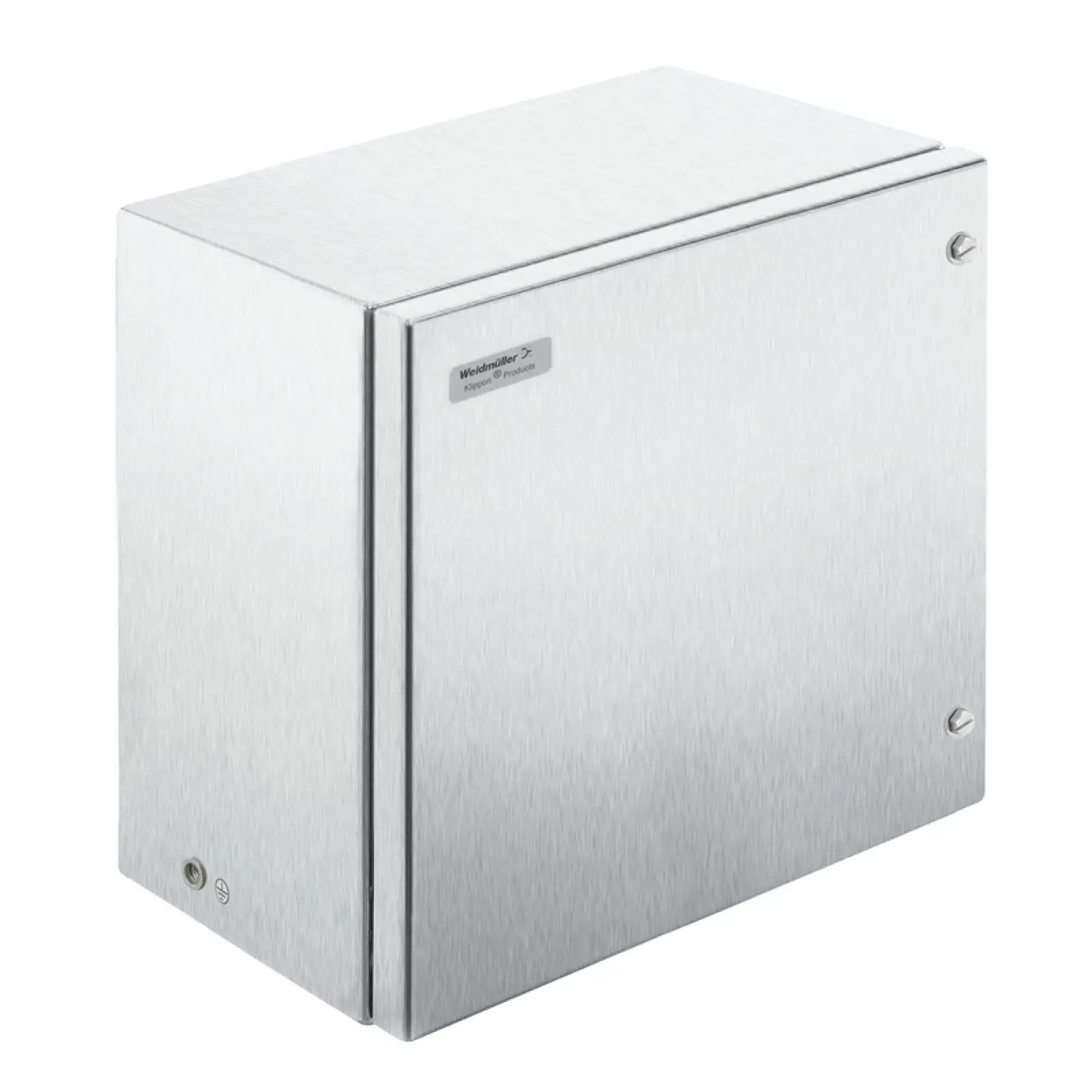 Weidmüller 8000071019 Ex metal housing, 300 x 300 x 200 mm, Brushed, Flange plate: Yes, Bottom, M6 hex-head slotted screws SW10 + hinges (img_001)