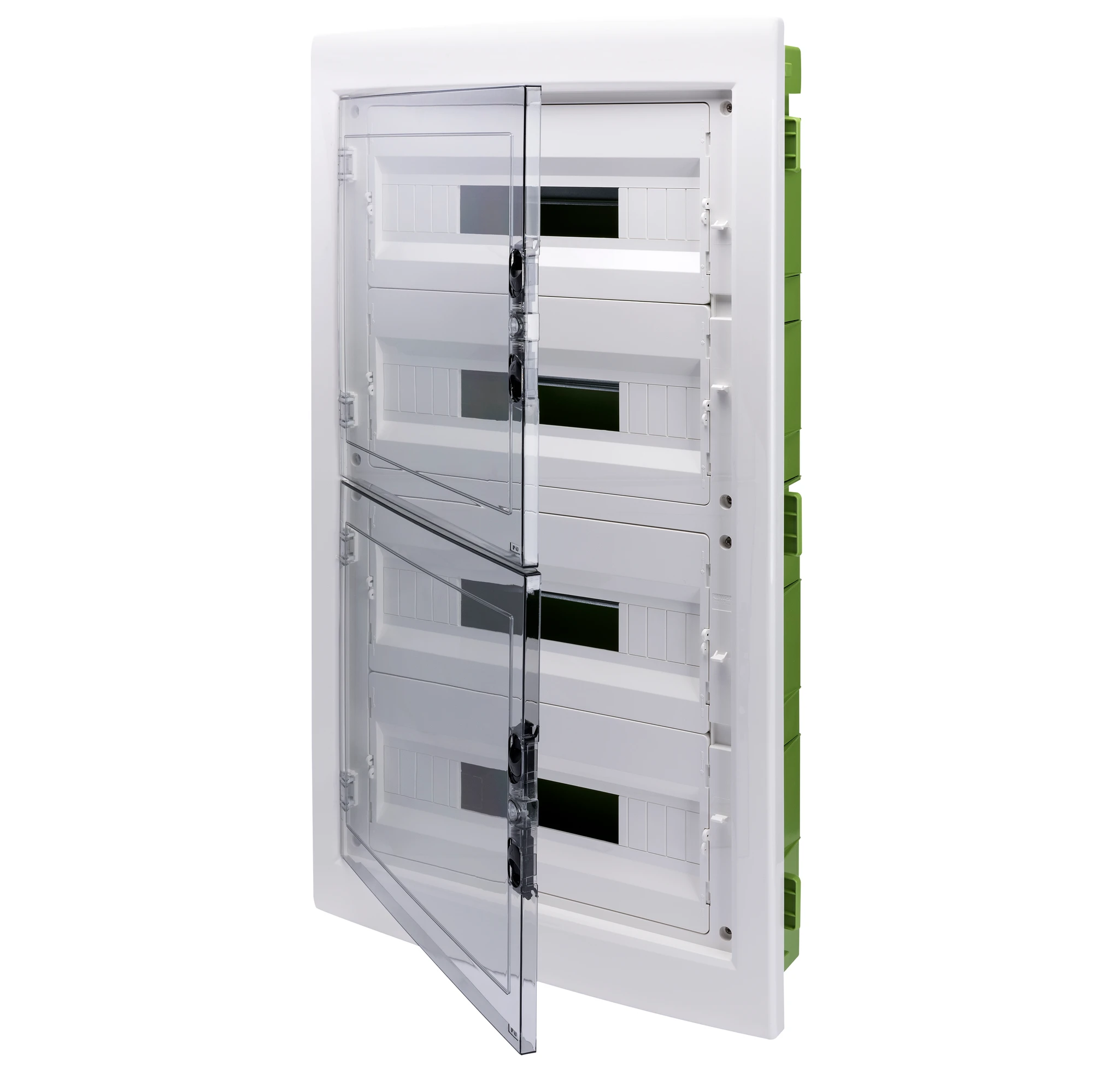 GEWISS GW40611PM DISTRIBUTION BOARD - GREEN WALL - FOR MOBILE AND PLASTERBOARD WALLS - WITH SMOKED WINDOW PANEL AND EXTRACTABLE FRAME - 72 (18X4) MODULES IP40 (img_001)