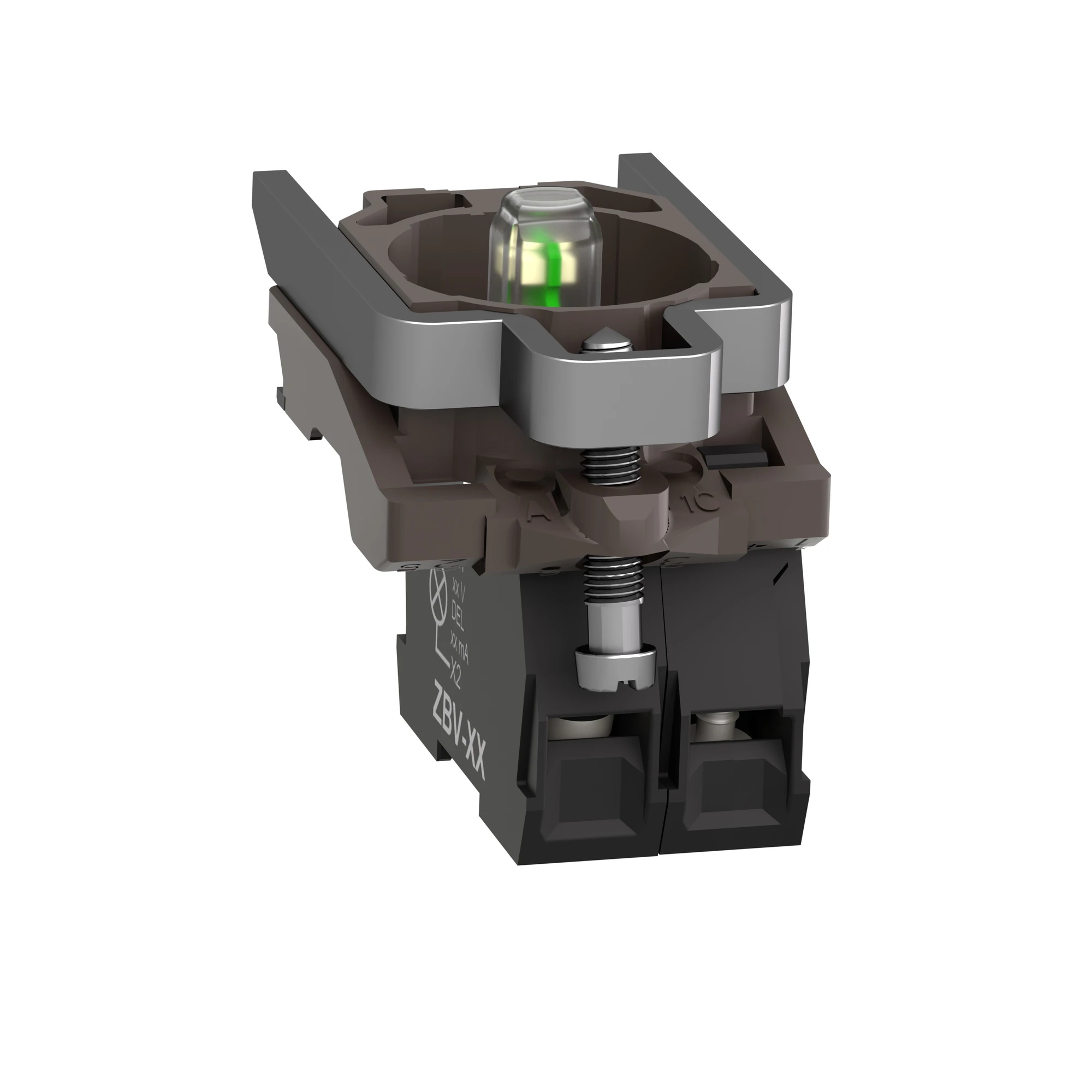 Schneider Electric ZB4BW0B11 Auxiliary contact block with mounting flange, Harmony XB4, metal, white, universal LED, 1NO, 24V ACDC (img_006)