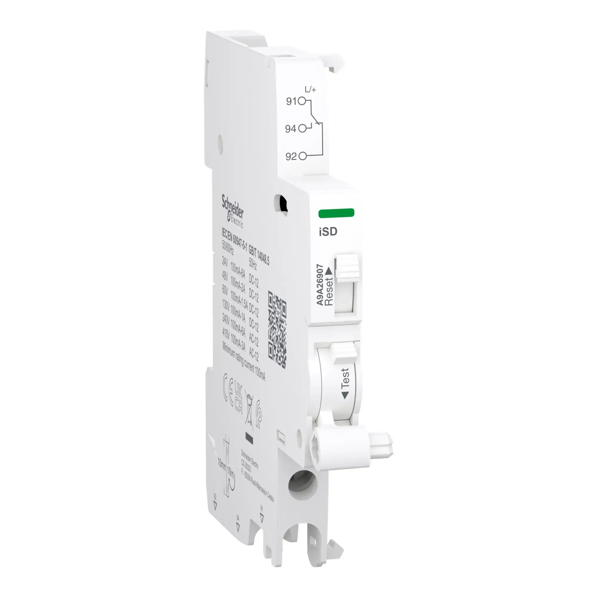 Schneider Electric A9A26907 Auxiliary contact, telecommunications switch, Acti9, iSD, 1 changeover contact, 100mA to 6A, 24VAC to 415VAC, 24VDC to 130VDC, bottom connection (img_002) Schneider Electric A9A26907 Auxiliary contact, telecommunications switch, Acti9, iSD, 1 changeover contact, 100mA to 6A, 24VAC to 415VAC, 24VDC to 130VDC, bottom connection (img_002)