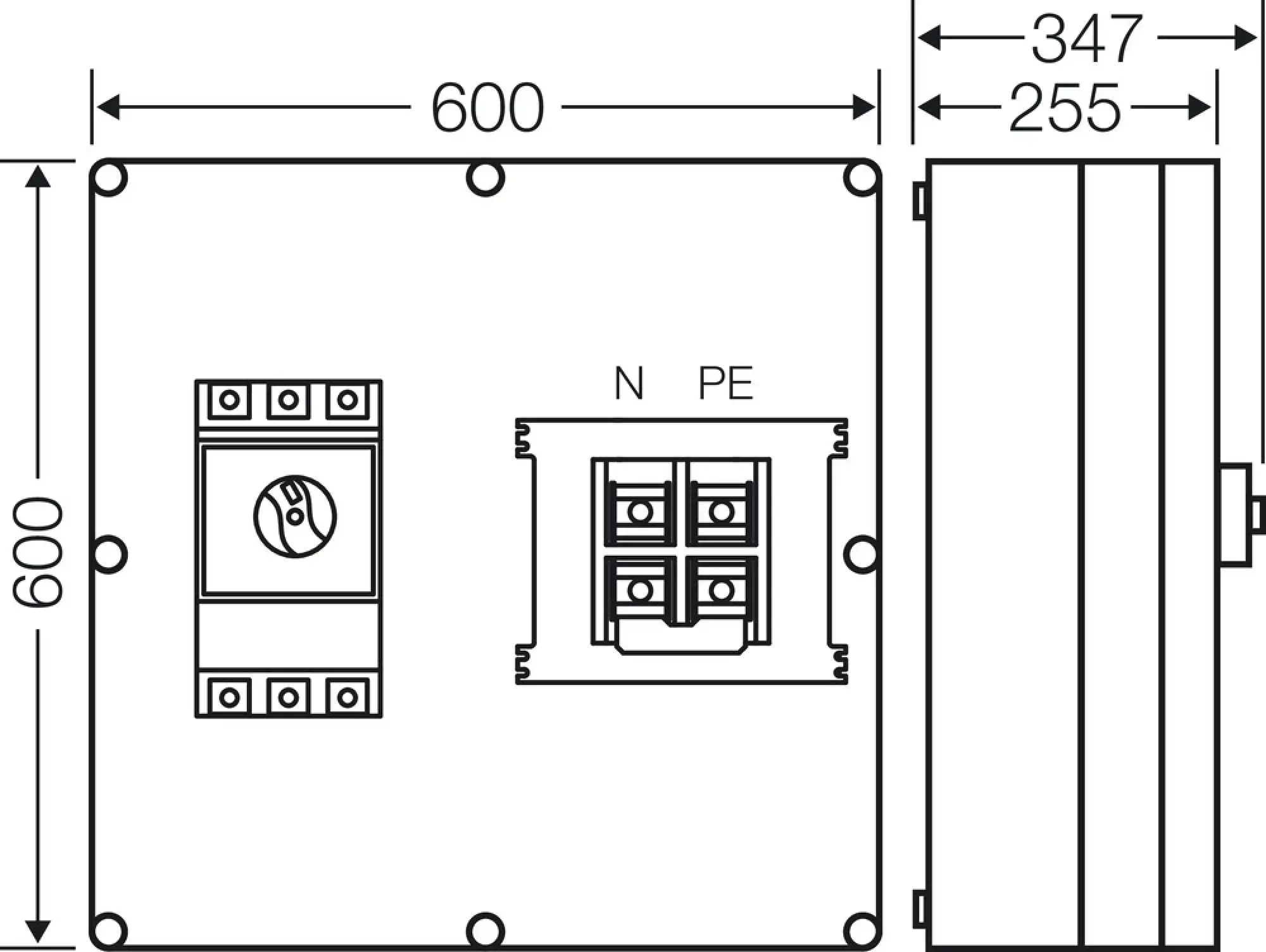 Hensel 20001189 Mi-Leistungsschaltergehäuse 630 A, 3polig + PE + N Mi 7836 (img_003)