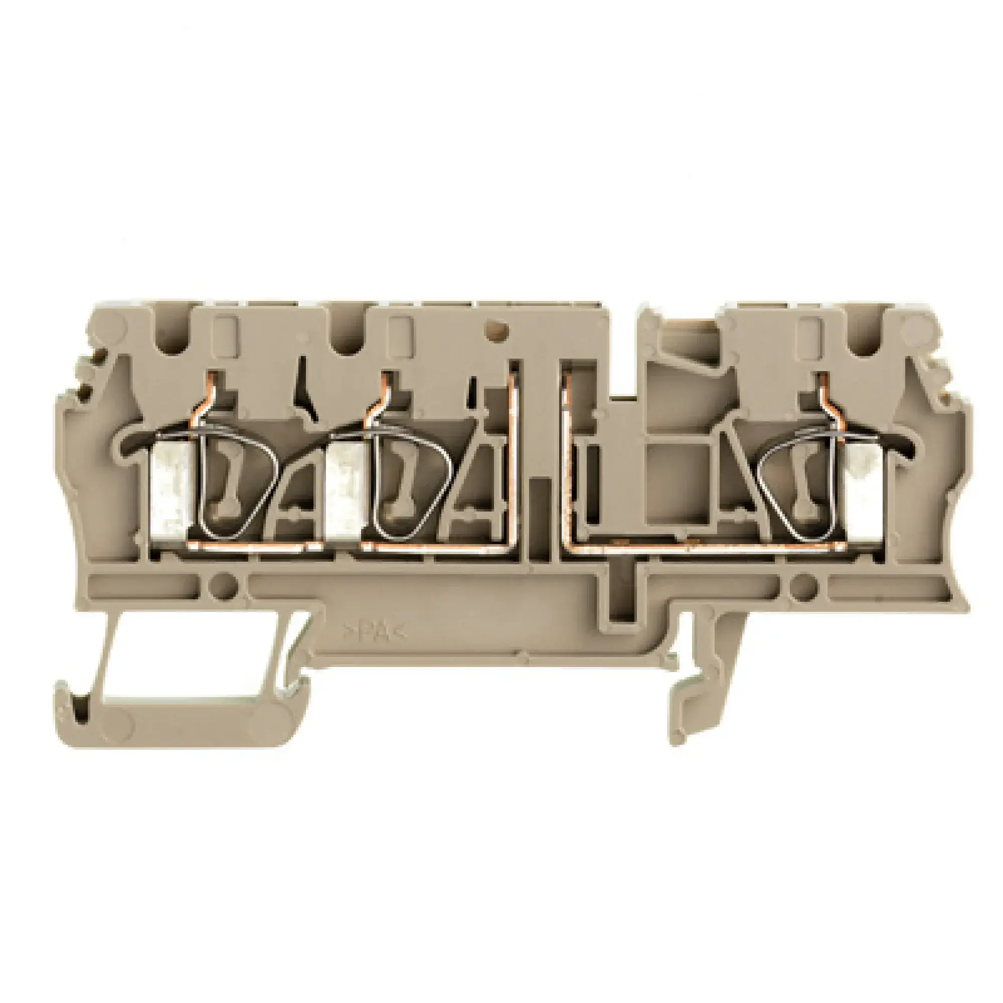 Weidmüller 8728450000 Test-disconnect terminal, Tension-clamp connection, dark beige, 2.5 mm², 20 A, 500 V, Number of connections: 3, Number of levels: 1 (img_001)