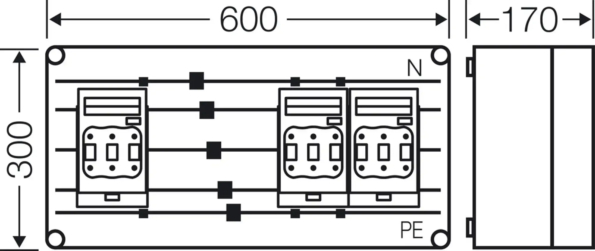 Hensel 2000662 Mi-NH-Sicherungslasttrennschaltergehäuse 3x3x NH00, a. Sammelschine, 250A,5p. Mi 6436 (img_003)