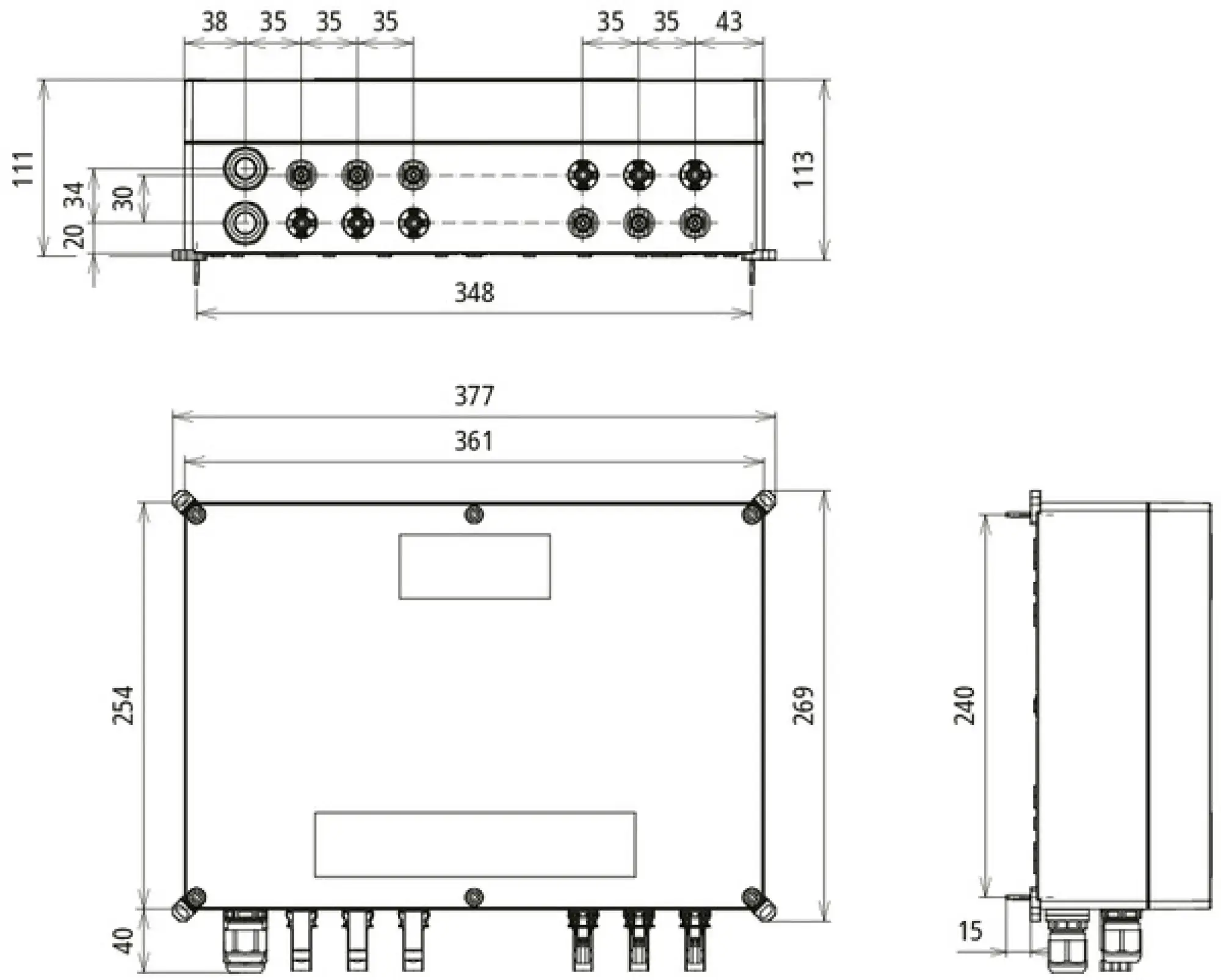 Dehn 900988 T1+2 junction box, IP65 encl. f. PV sys. 3 MPPT w. 1 string each up to 1200V DC (img_002)