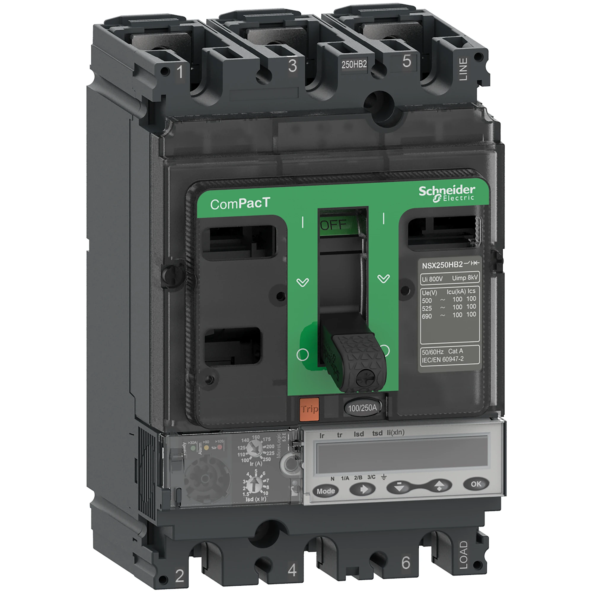 Schneider Electric C10V35E100 Compact circuit breaker ComPacT NSX100HB1 with Micrologic 5.2 E 3P3D 100 A, 75kA/690V AC (img_001) Schneider Electric C10V35E100 Compact circuit breaker ComPacT NSX100HB1 with Micrologic 5.2 E 3P3D 100 A, 75kA/690V AC (img_001)