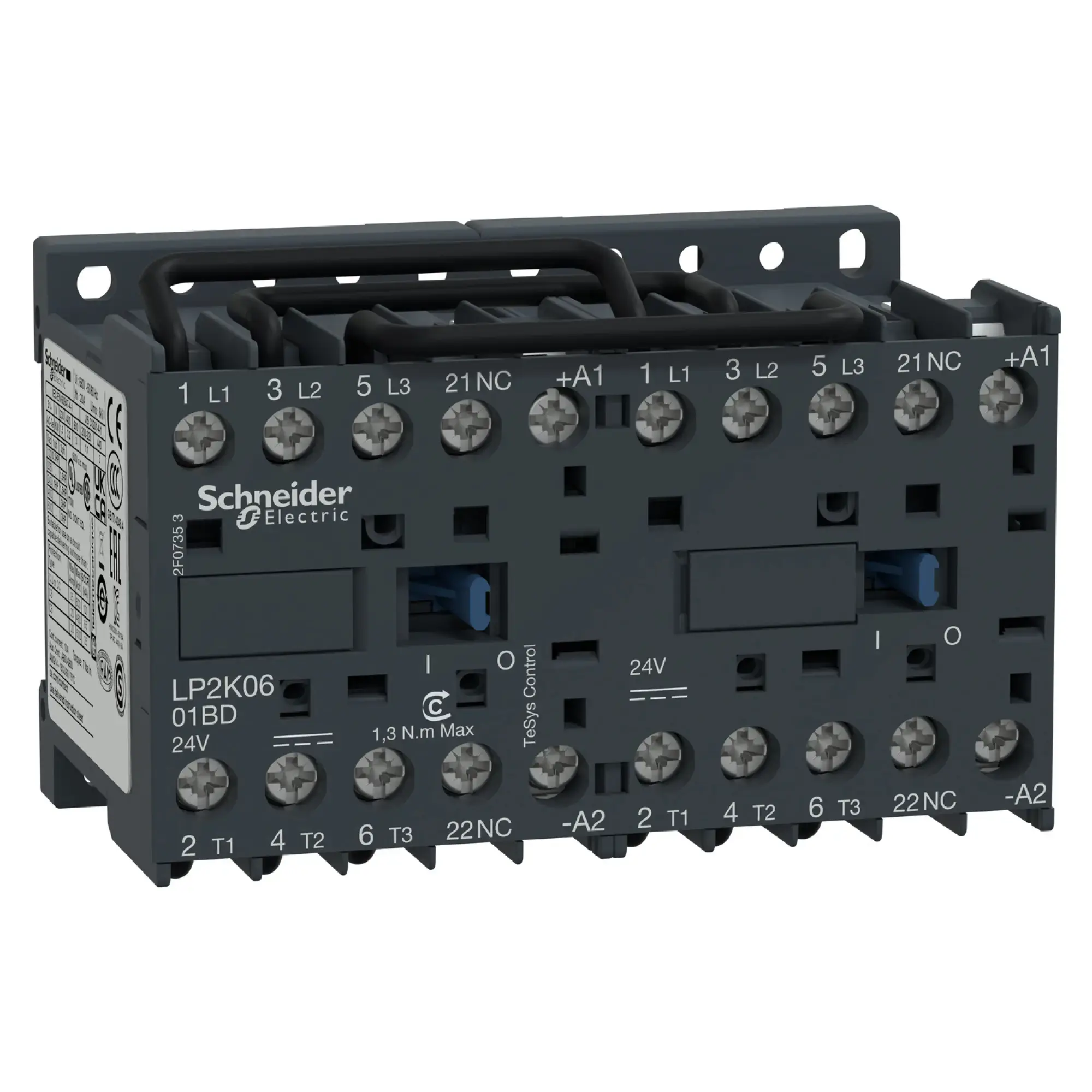 Schneider Electric LP2K0601ED Reversing contactor combination, 3p+1NC, 2.2kW/400V/AC3, 6A, 48VDC (img_002)